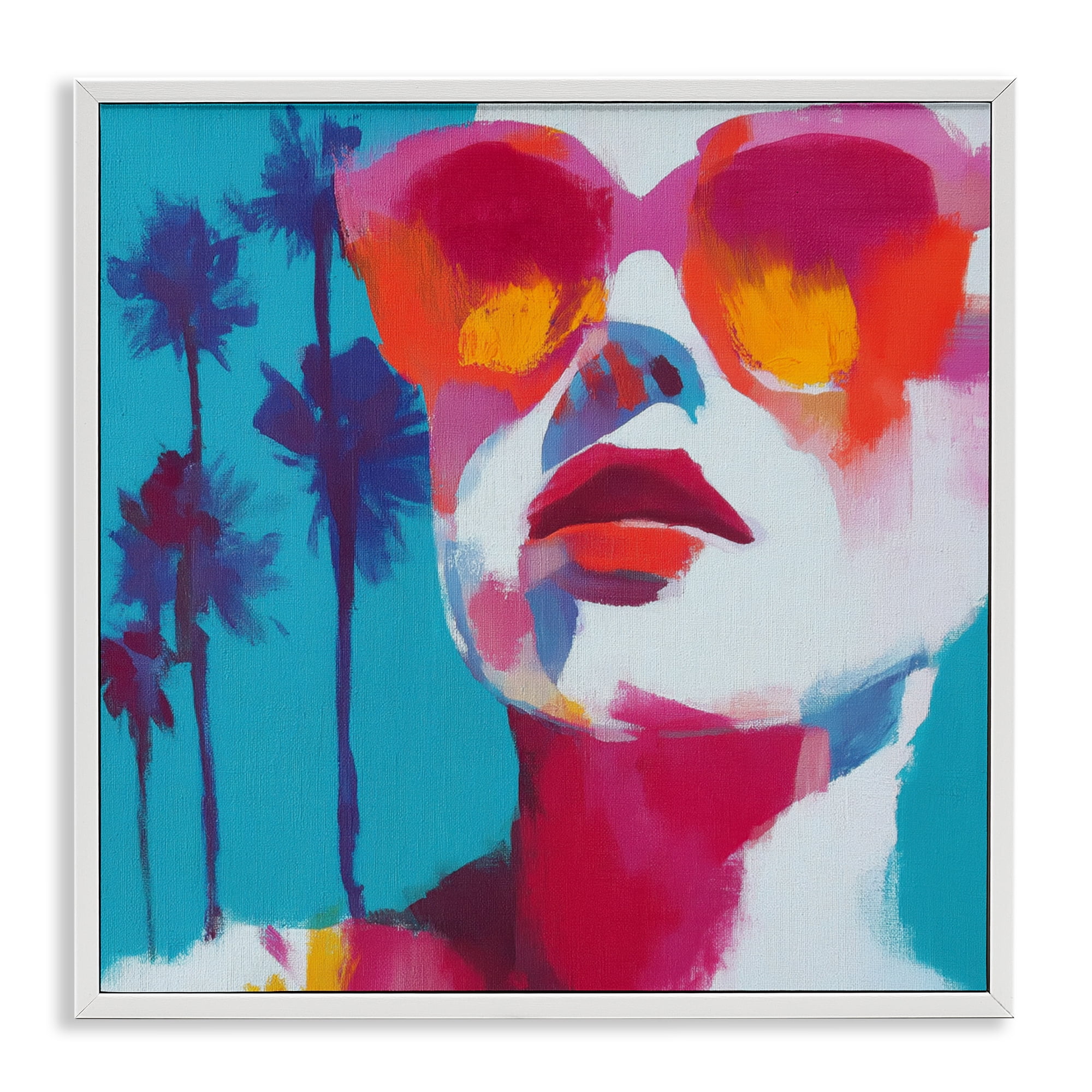 Stupell Industries Expressive Palm Tree Gaze White Framed Giclee Art, design by Chromatic Storm Studio