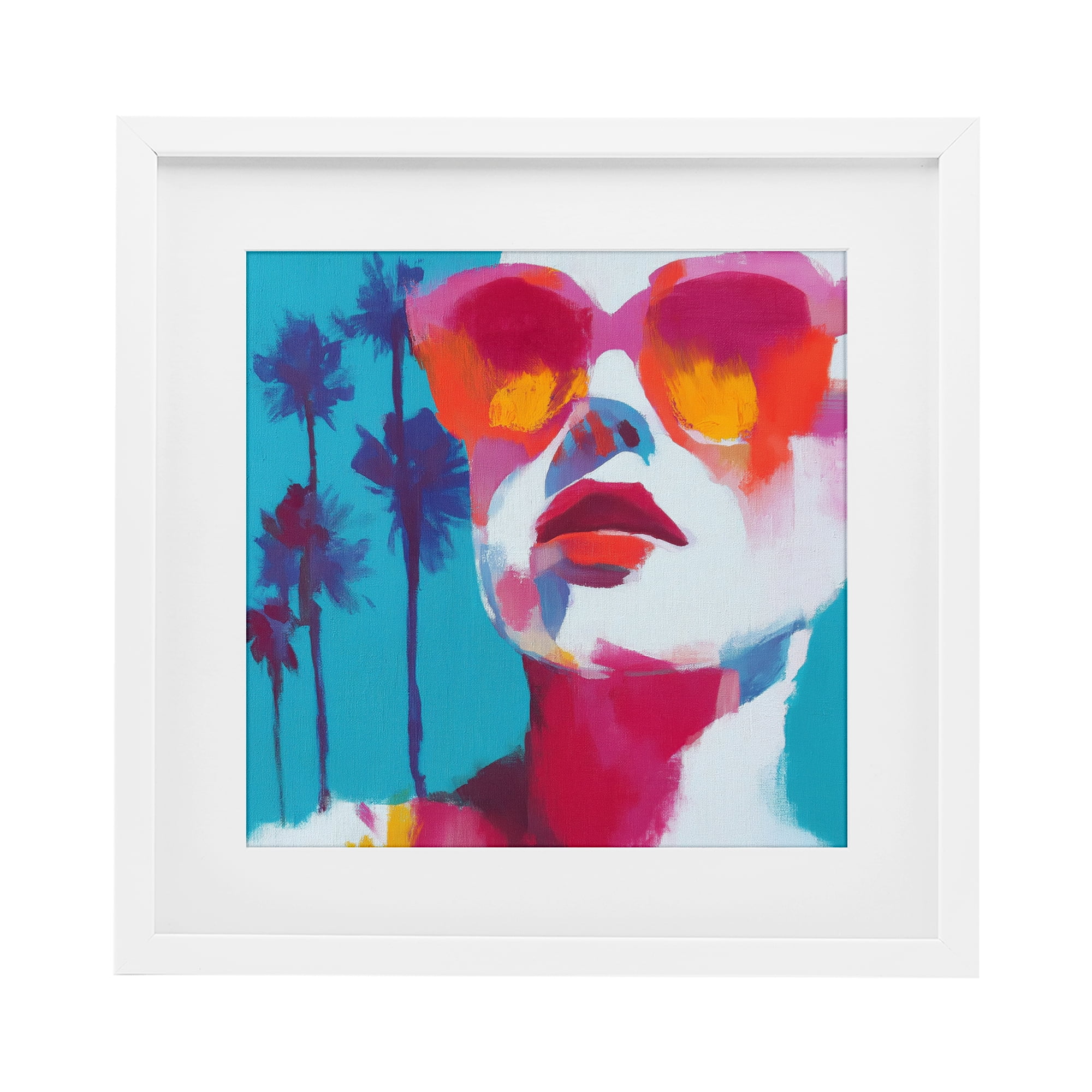 Stupell Industries Expressive Palm Tree Gaze White Framed Print Under Glass, design by Chromatic Storm Studio