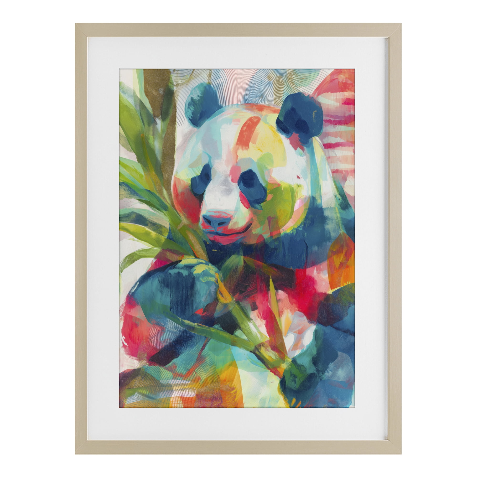 Stupell Industries Expressive Panda In Bloom Birch Framed Print Under Glass, design by Chromatic Storm Studio