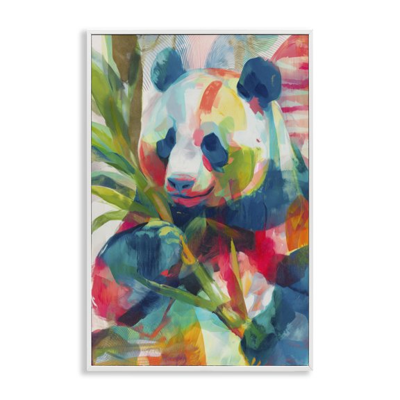 Stupell Industries Expressive Panda In Bloom White Framed Giclee Art, design by Chromatic Storm Studio