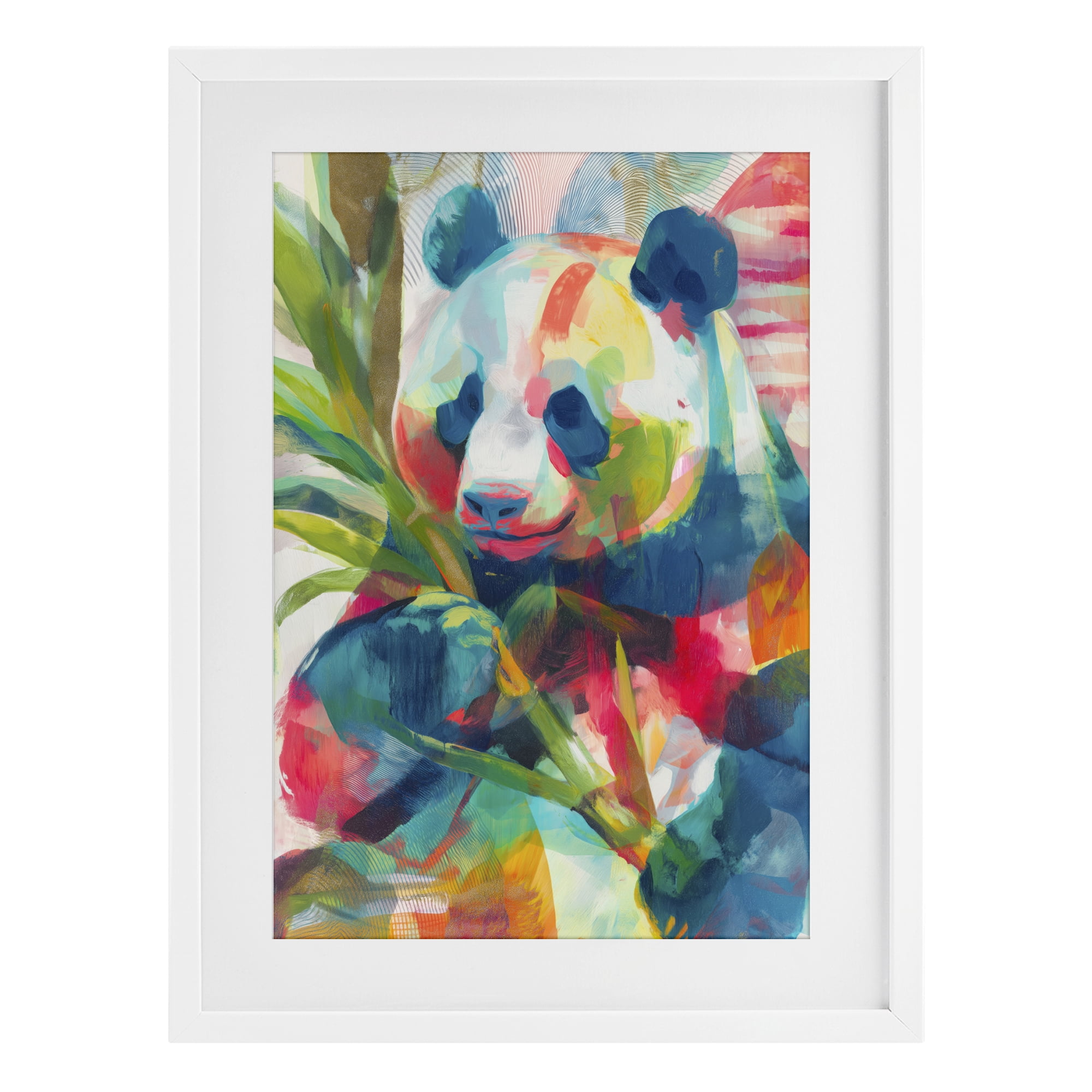 Stupell Industries Expressive Panda In Bloom White Framed Print Under Glass, design by Chromatic Storm Studio