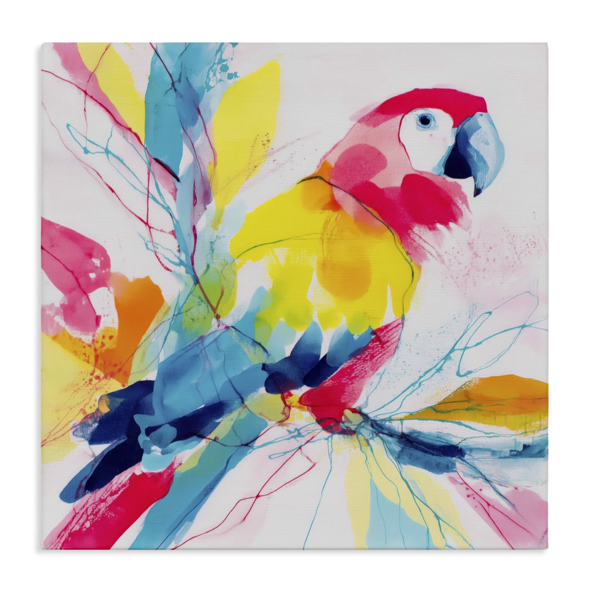 Stupell Industries Expressive Parrot in Bloom Canvas Wall Art, design by Chromatic Storm Studio