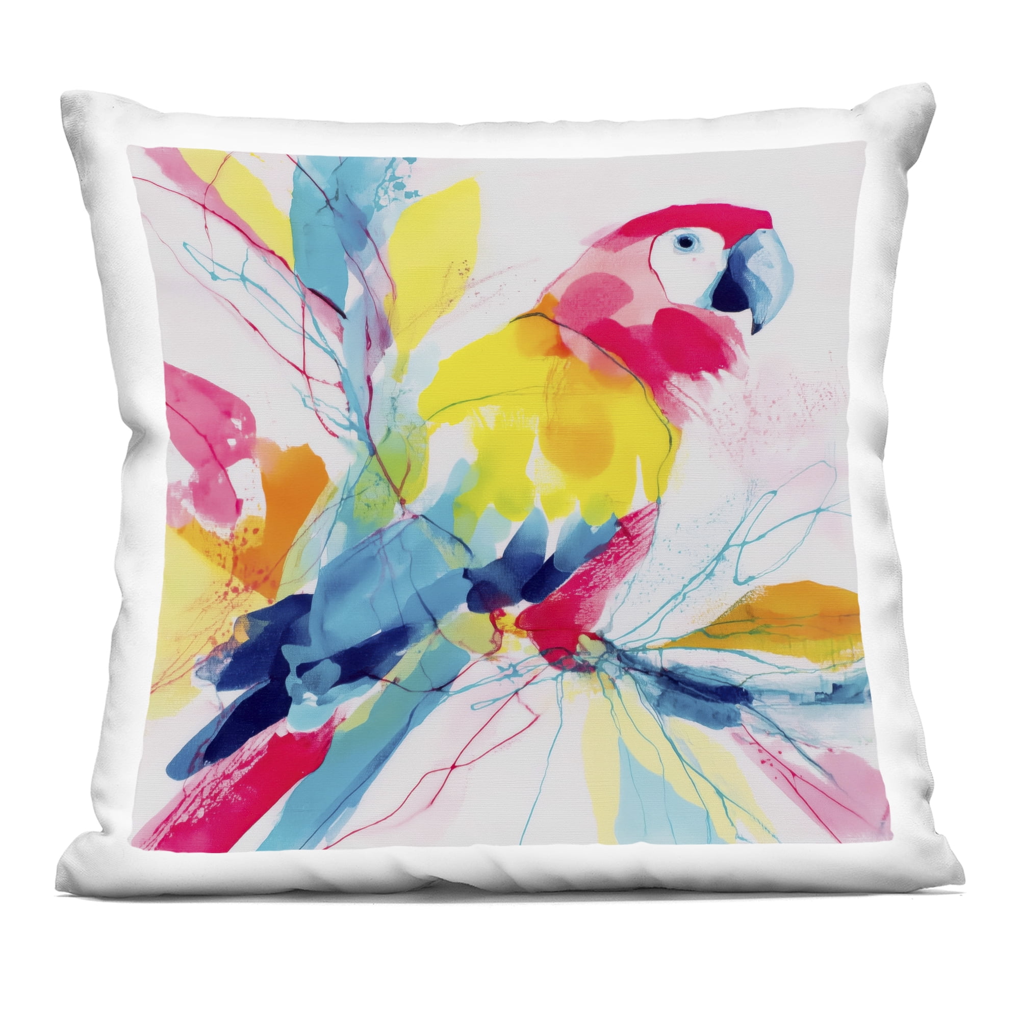 Stupell Industries Expressive Parrot in Bloom Decorative Printed Throw Pillow, design by Chromatic Storm Studio, 18 x 7 x 18