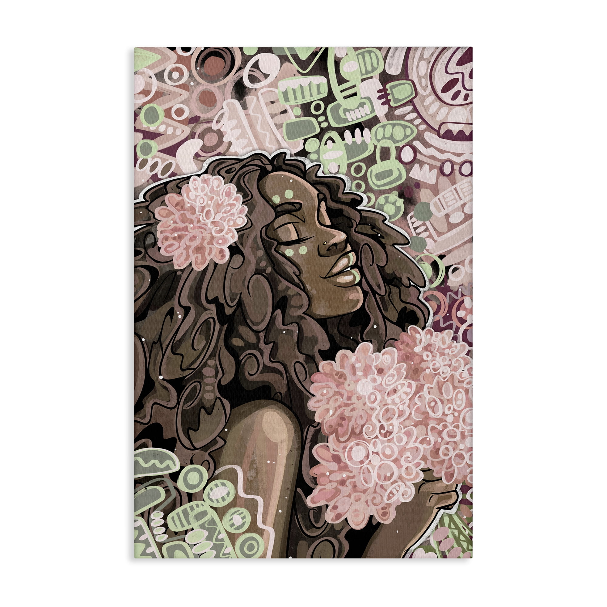 Stupell Industries Expressive Patterned Woman Novelty Painting Gallery Wrapped Canvas Art Print Wall Art, 24 x 36