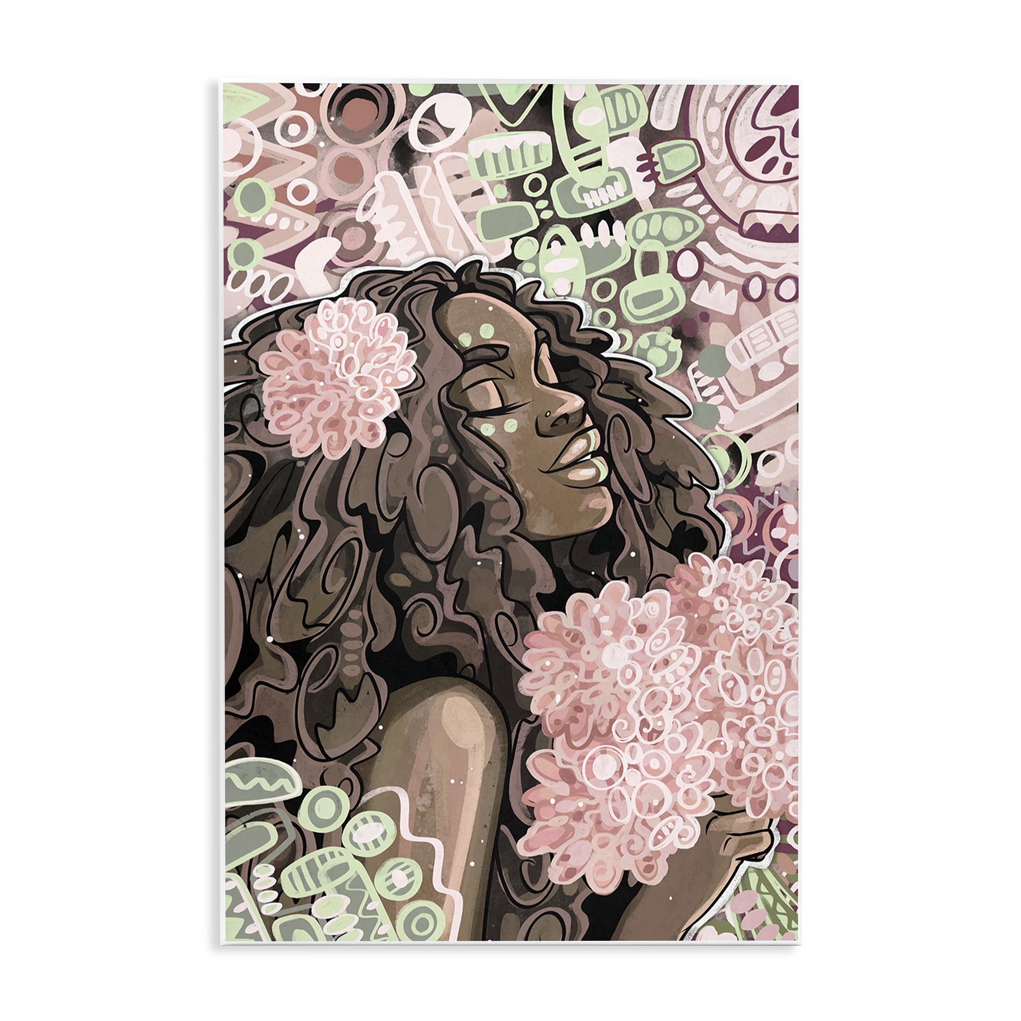 Stupell Industries Expressive Patterned Woman Novelty Painting Unframed Art Print Wall Art, 13 x 19