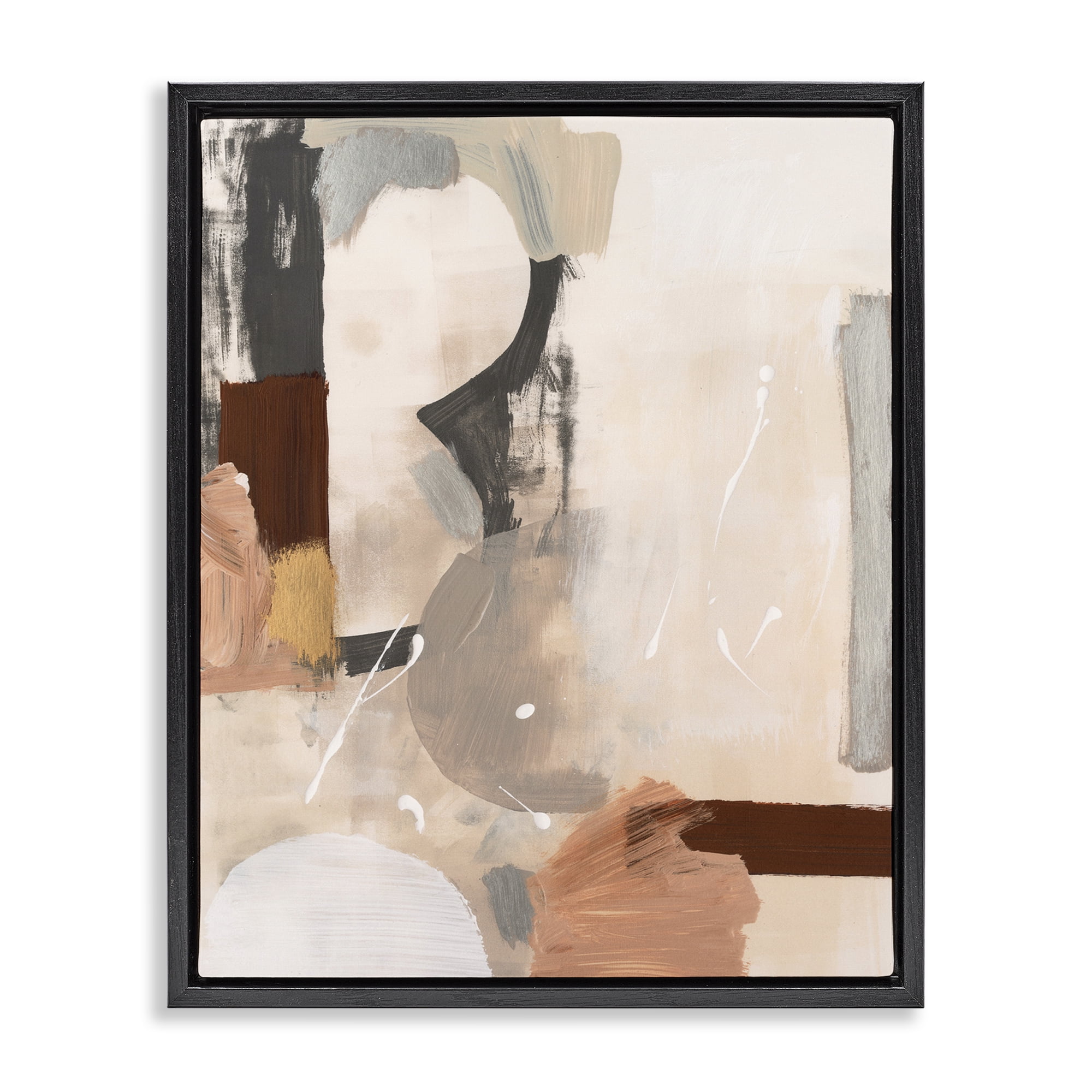 Stupell Industries Expressive Rustic Abstract Abstract Painting Black Floater Framed Canvas Art Print Wall Art, 17 x 21