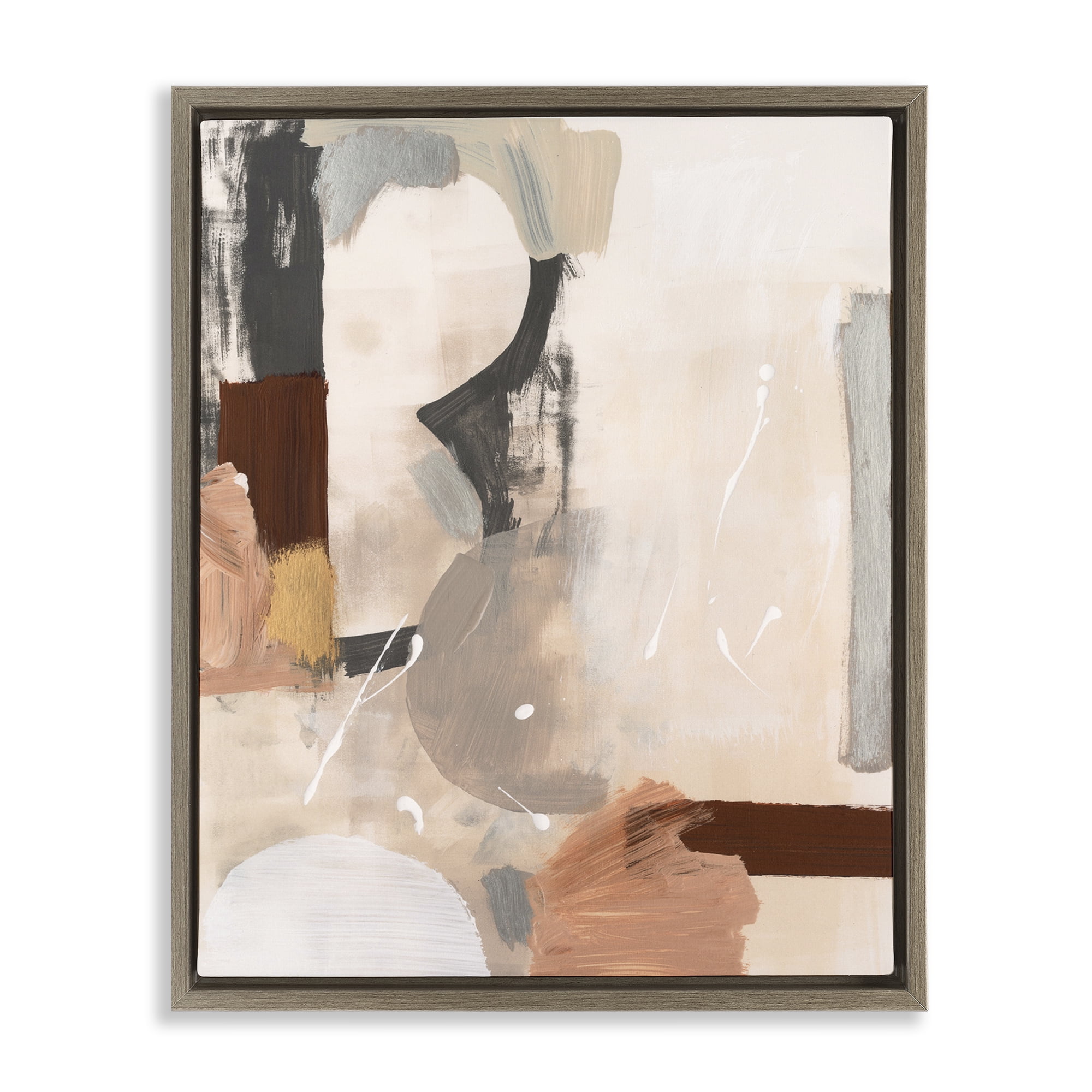 Stupell Industries Expressive Rustic Abstract Abstract Painting Brown Floater Framed Canvas Art Print Wall Art, 25 x 31