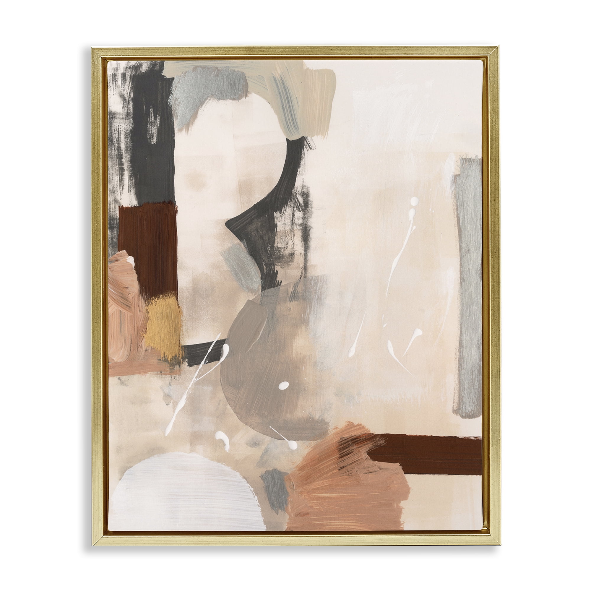 Stupell Industries Expressive Rustic Abstract Abstract Painting Gold Floater Framed Canvas Art Print Wall Art, 17 x 21