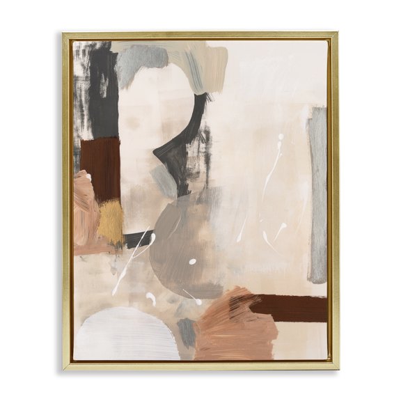Stupell Industries Expressive Rustic Abstract Abstract Painting Gold Floater Framed Canvas Art Print Wall Art, 17 x 21