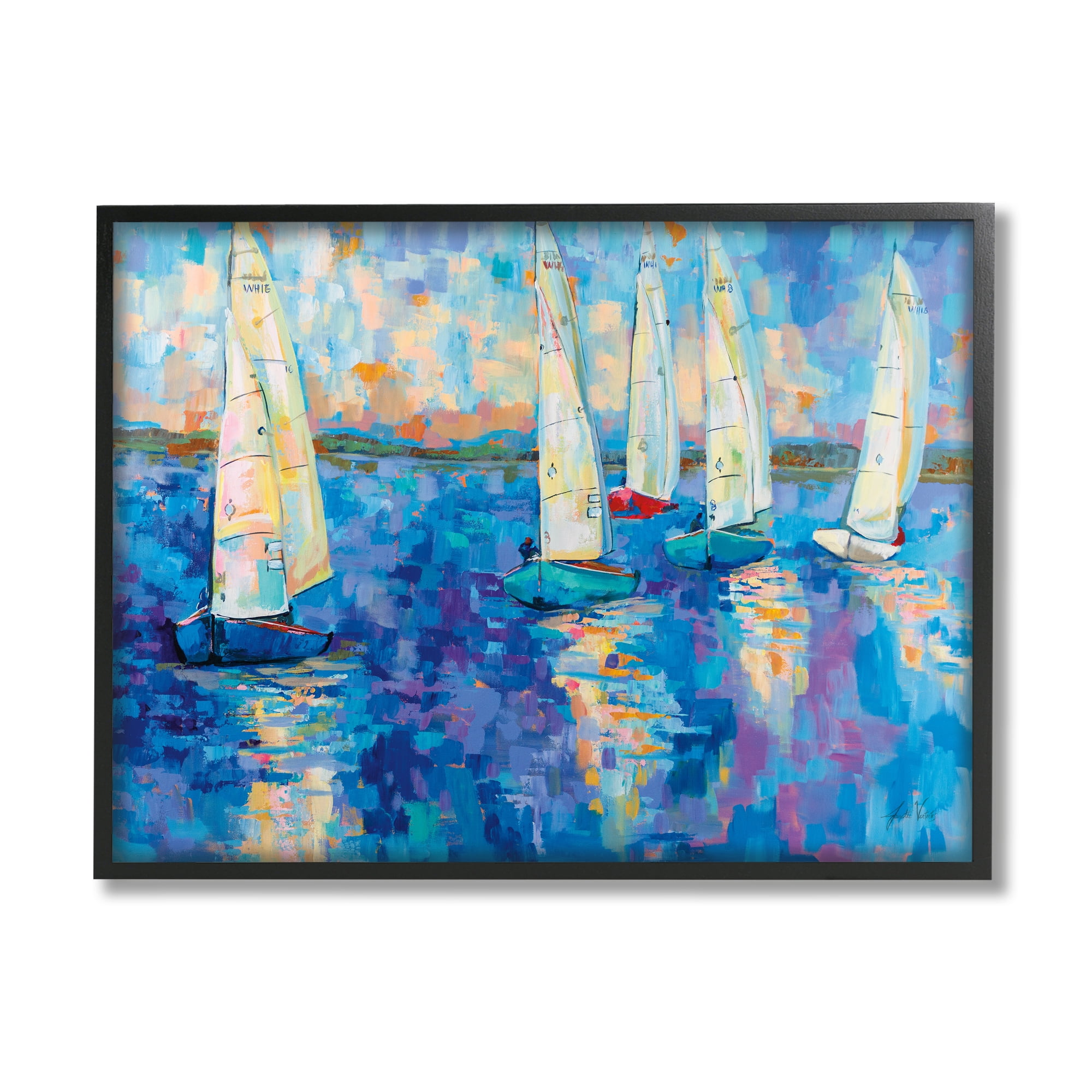 Stupell Industries Expressive Sailboat Waters Abstract Nautical Ship Painting, 14 x 11, Design by Jeanette Vertentes