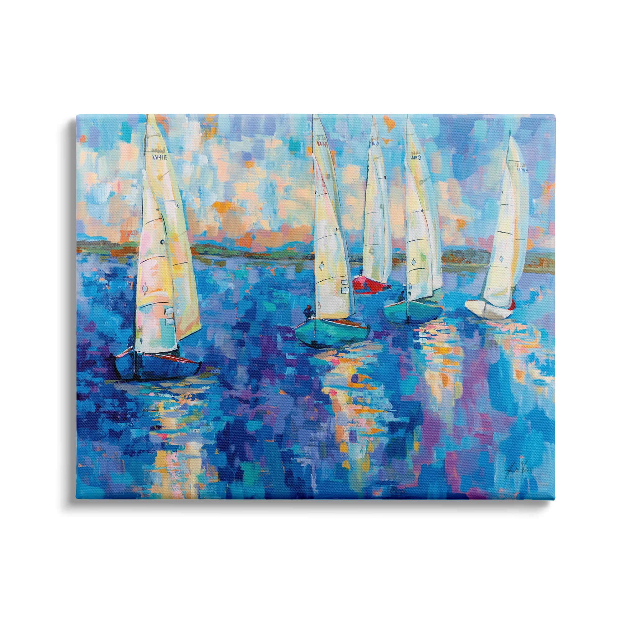 Stupell Industries Expressive Sailboat Waters Abstract Nautical Ship Painting, 30 x 24, Design by Jeanette Vertentes