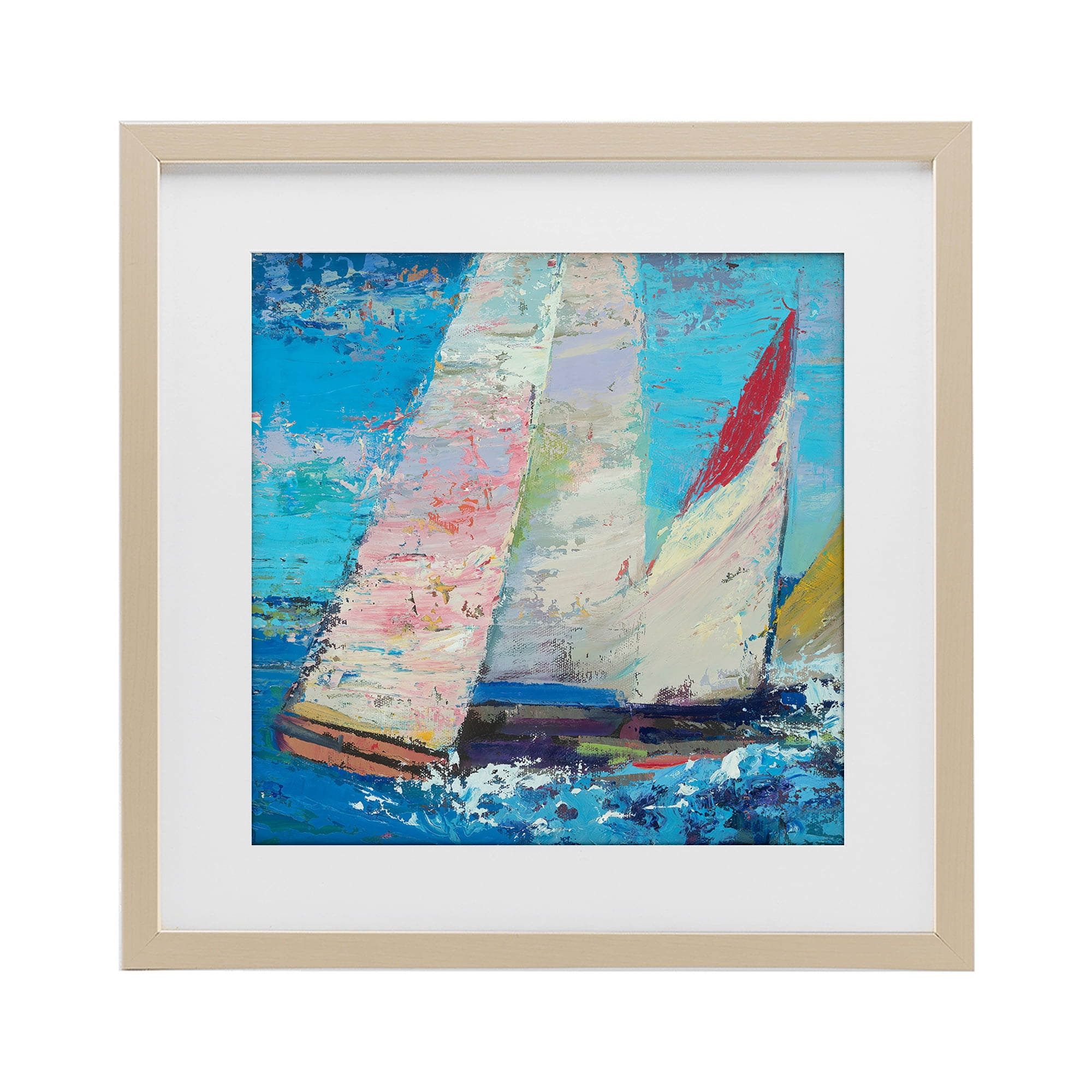 Stupell Industries Expressive Sailboats on Waves Birch Framed Print Under Glass, design by Beth A. Forst