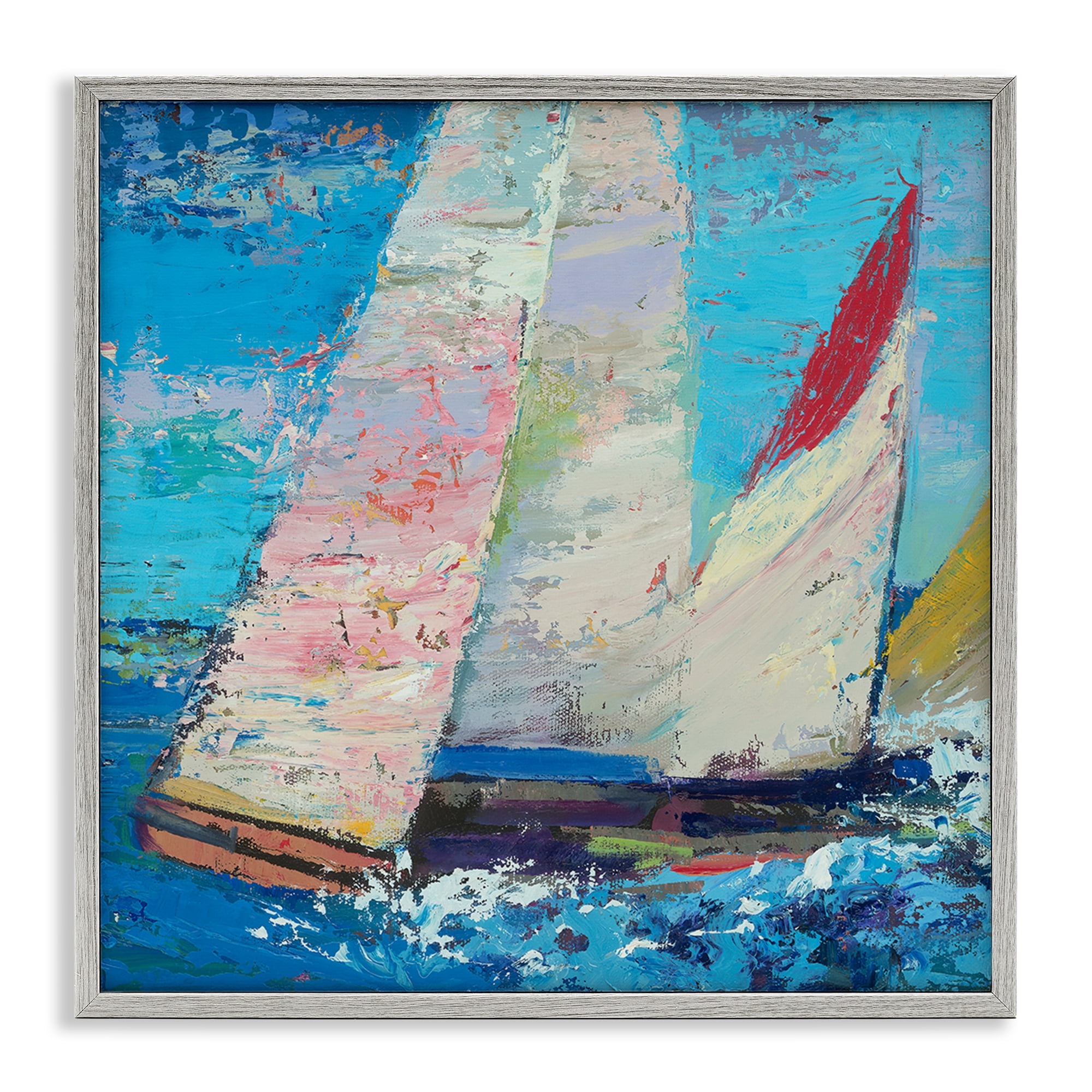Stupell Industries Expressive Sailboats on Waves Gray Framed Giclee Art, design by Beth A. Forst