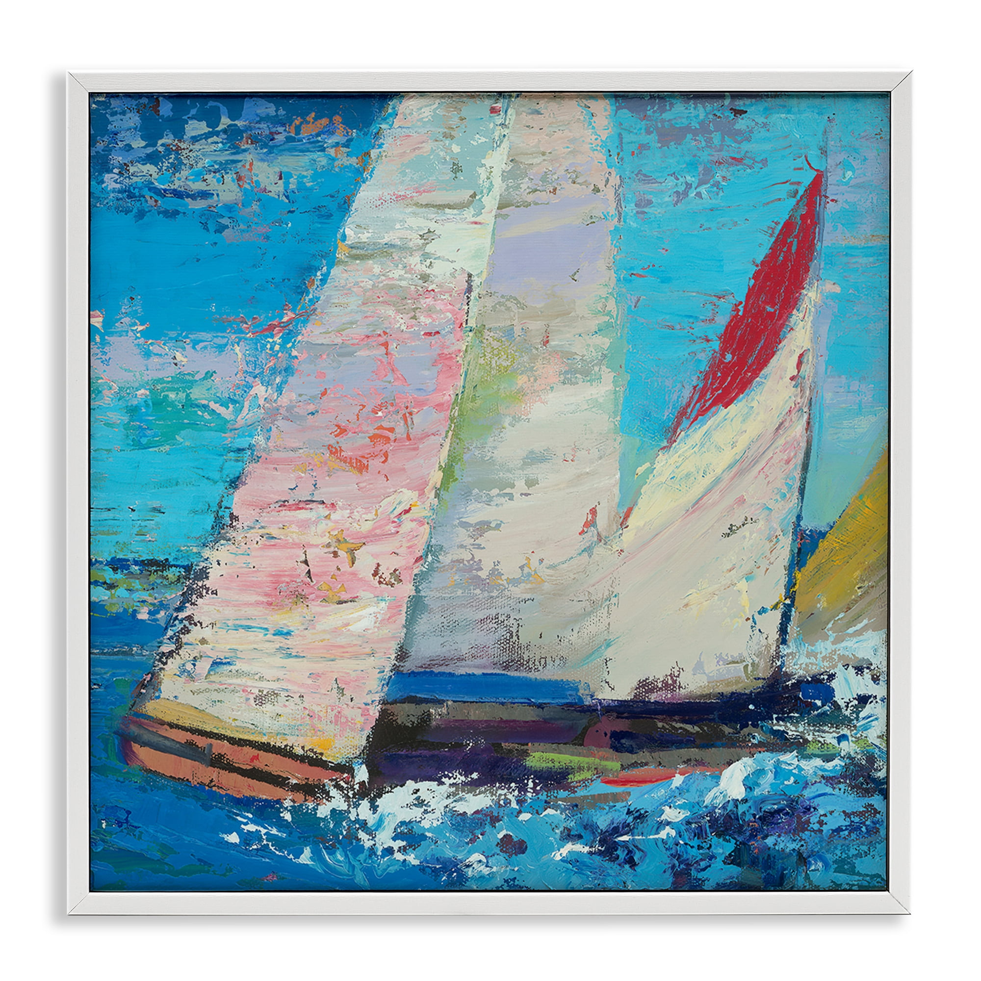 Stupell Industries Expressive Sailboats on Waves White Framed Giclee Art, design by Beth A. Forst