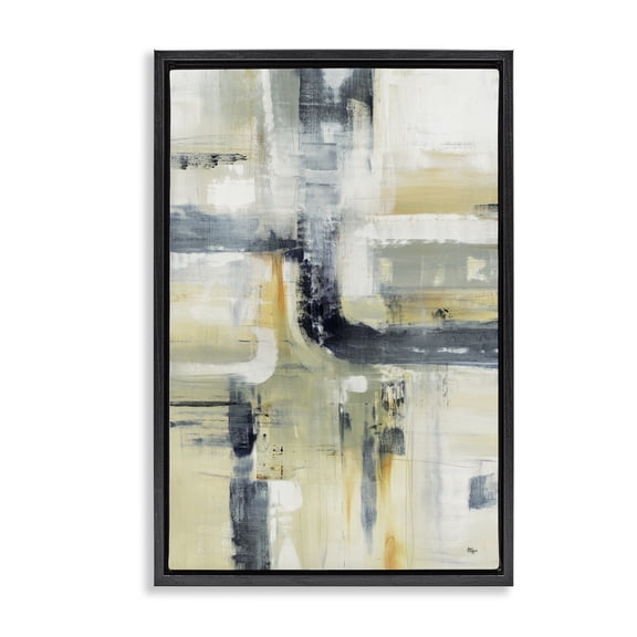 Stupell Industries Expressive Subtle Neutrals Black Framed Floater Canvas Wall Art design by Lisa Ridgers, 25 x 17
