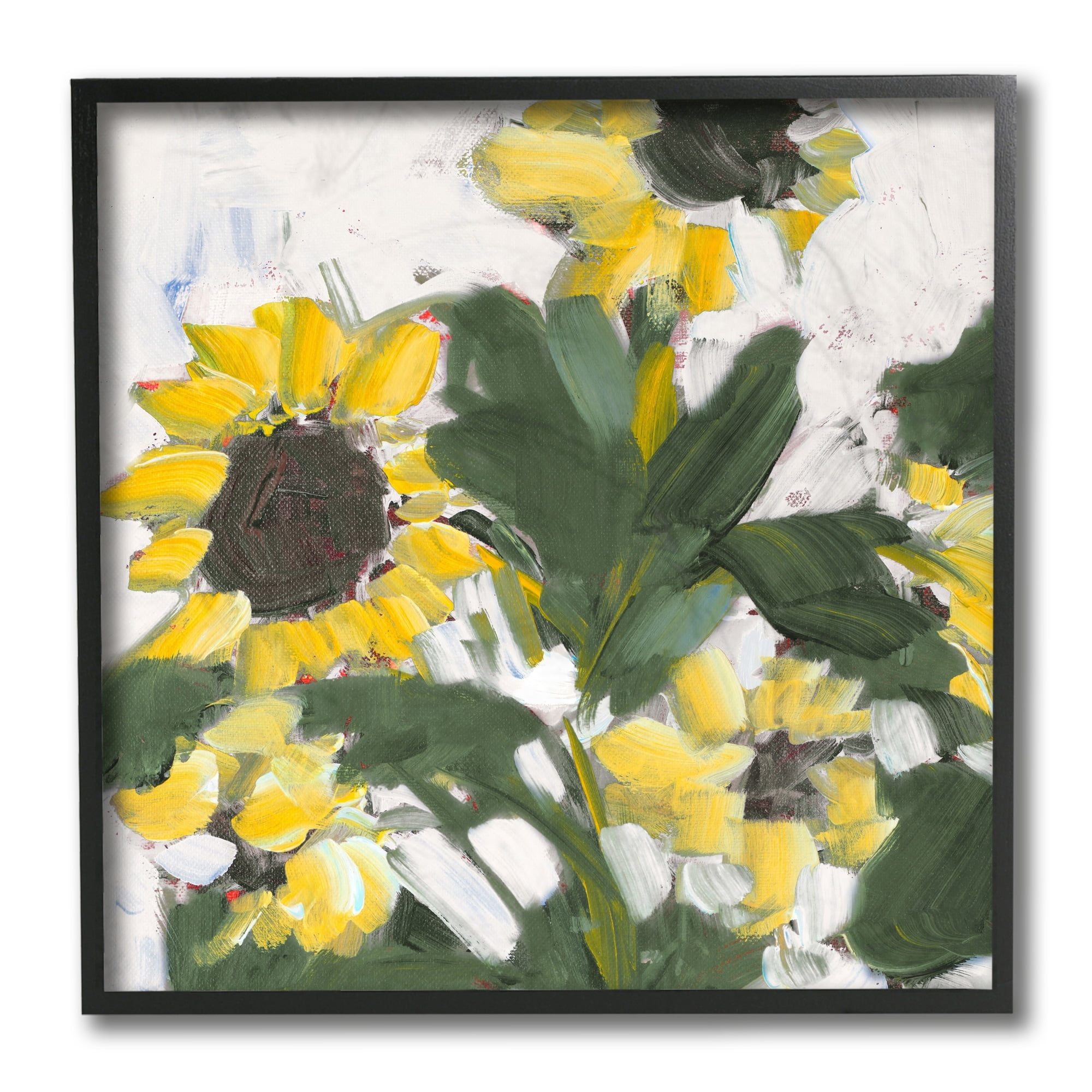 Stupell Industries Expressive Sunflower Florals Organic Brush Strokes Black Framed by Jane Slivka