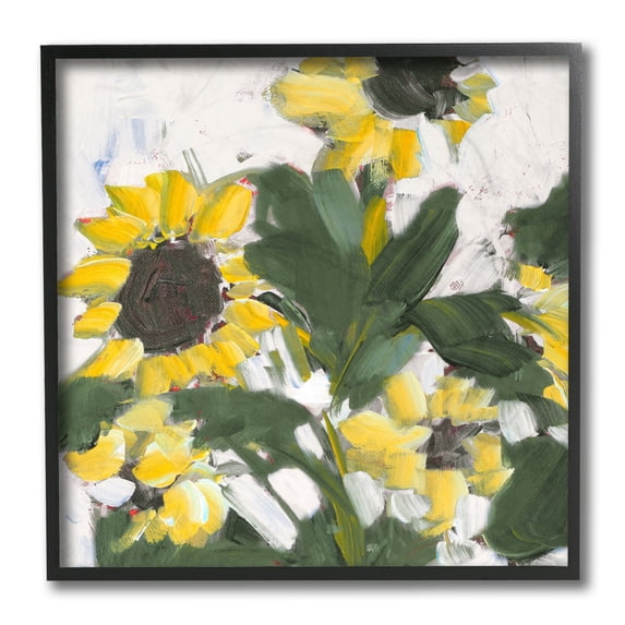 Stupell Industries Expressive Sunflower Florals Organic Brush Strokes Black Framed by Jane Slivka