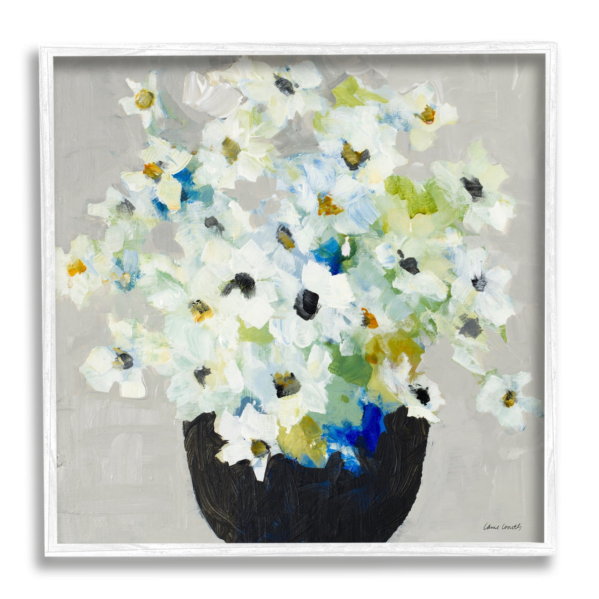 Stupell Industries Expressive White Flower Bouquet Abstract Bloom, 24 x 24,Design by Lanie Loreth