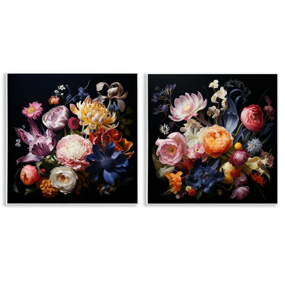 Stupell Industries Exquisite Floral Arrangement Plants & Flowers Painting Unframed Art Print Wall Art, 12 x 12, Set of 2