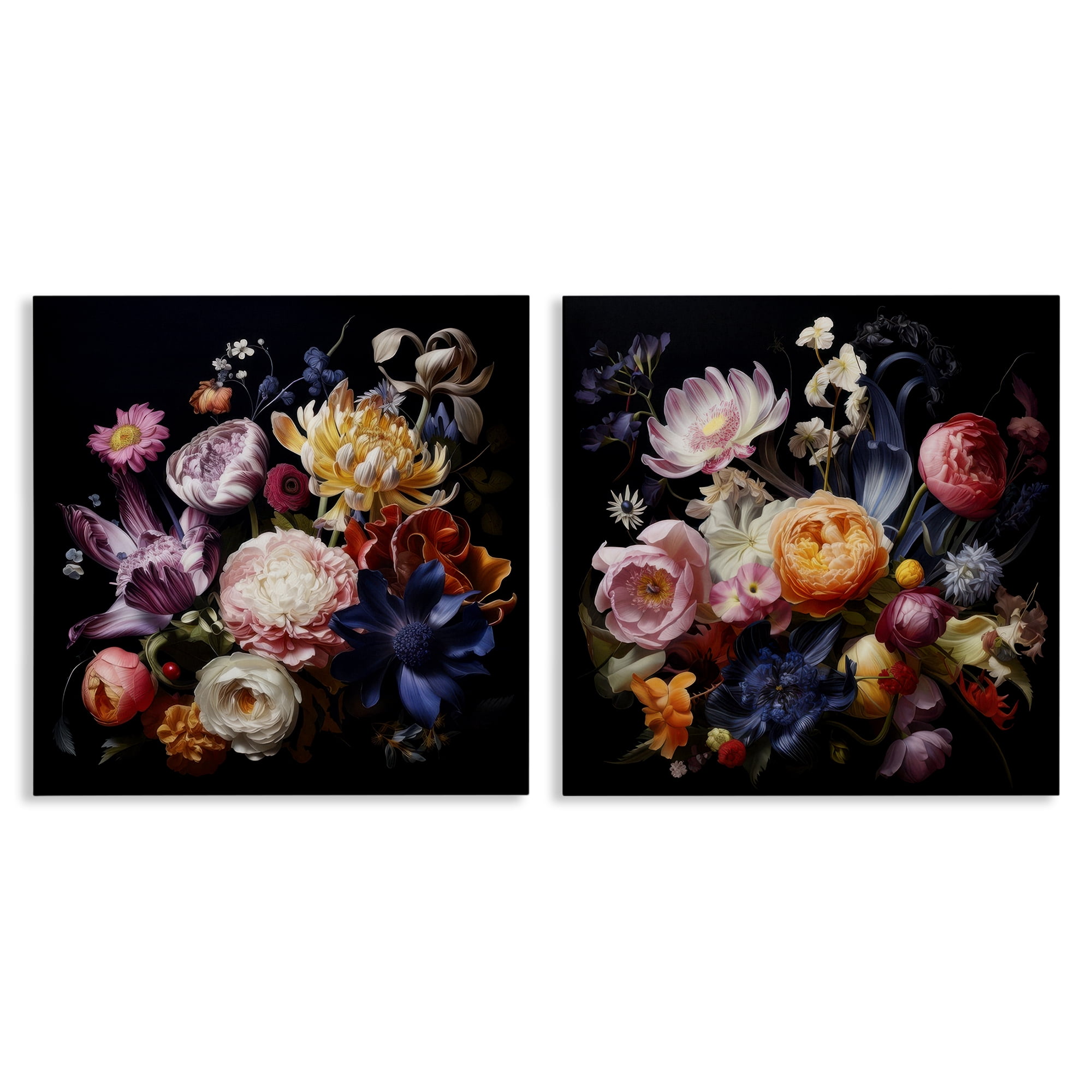 Stupell Industries Exquisite Floral Arrangement Plants & Flowers Painting Wrapped Canvas Art Print Wall Art, 17 x 17, Set of 2