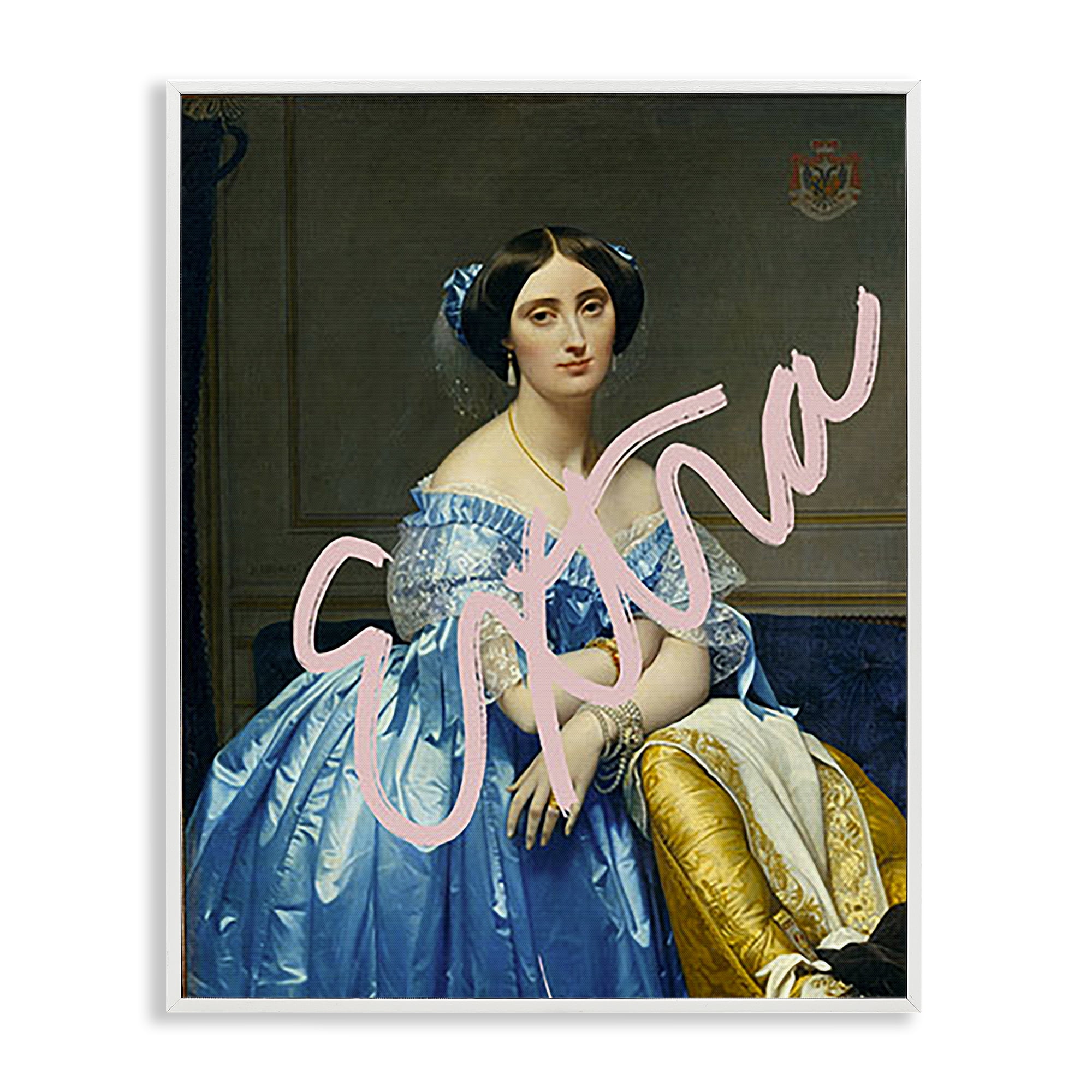 Stupell Industries Extra Classical Portrait Novelty & Humor Painting White Framed Art Print Wall Art, 16 x 20