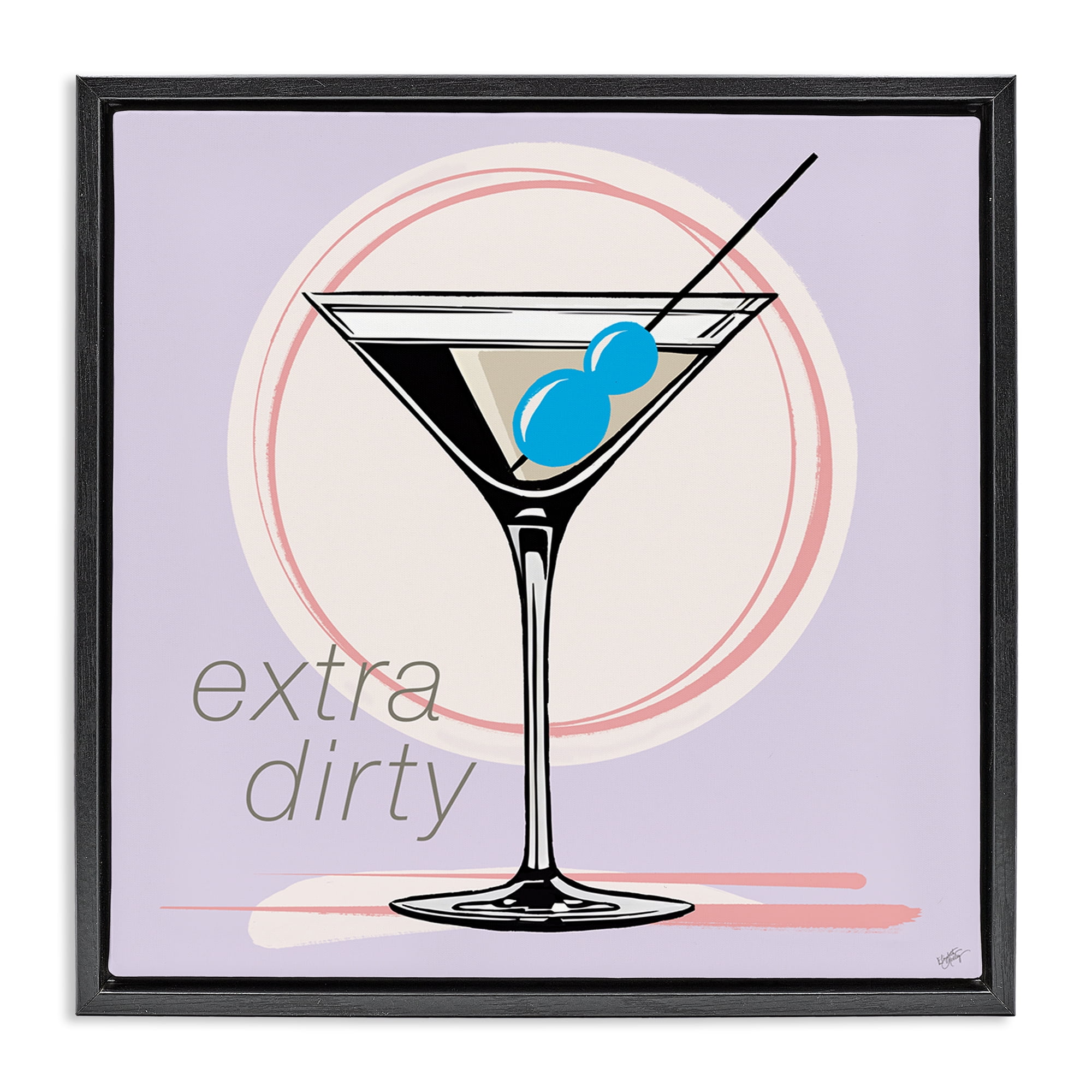 Stupell Industries Extra Dirty Martini Food & Beverage Painting Black Floater Framed Canvas Art Print Wall Art, 18 x 18