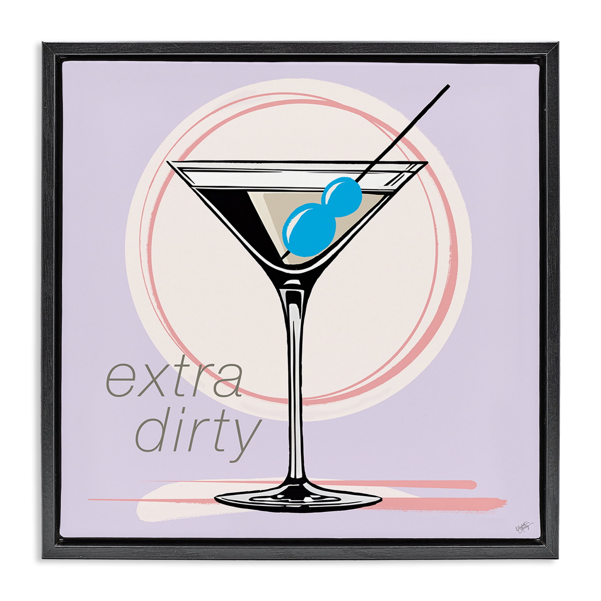 Stupell Industries Extra Dirty Martini Food & Beverage Painting Black Floater Framed Canvas Art Print Wall Art, 25 x 25