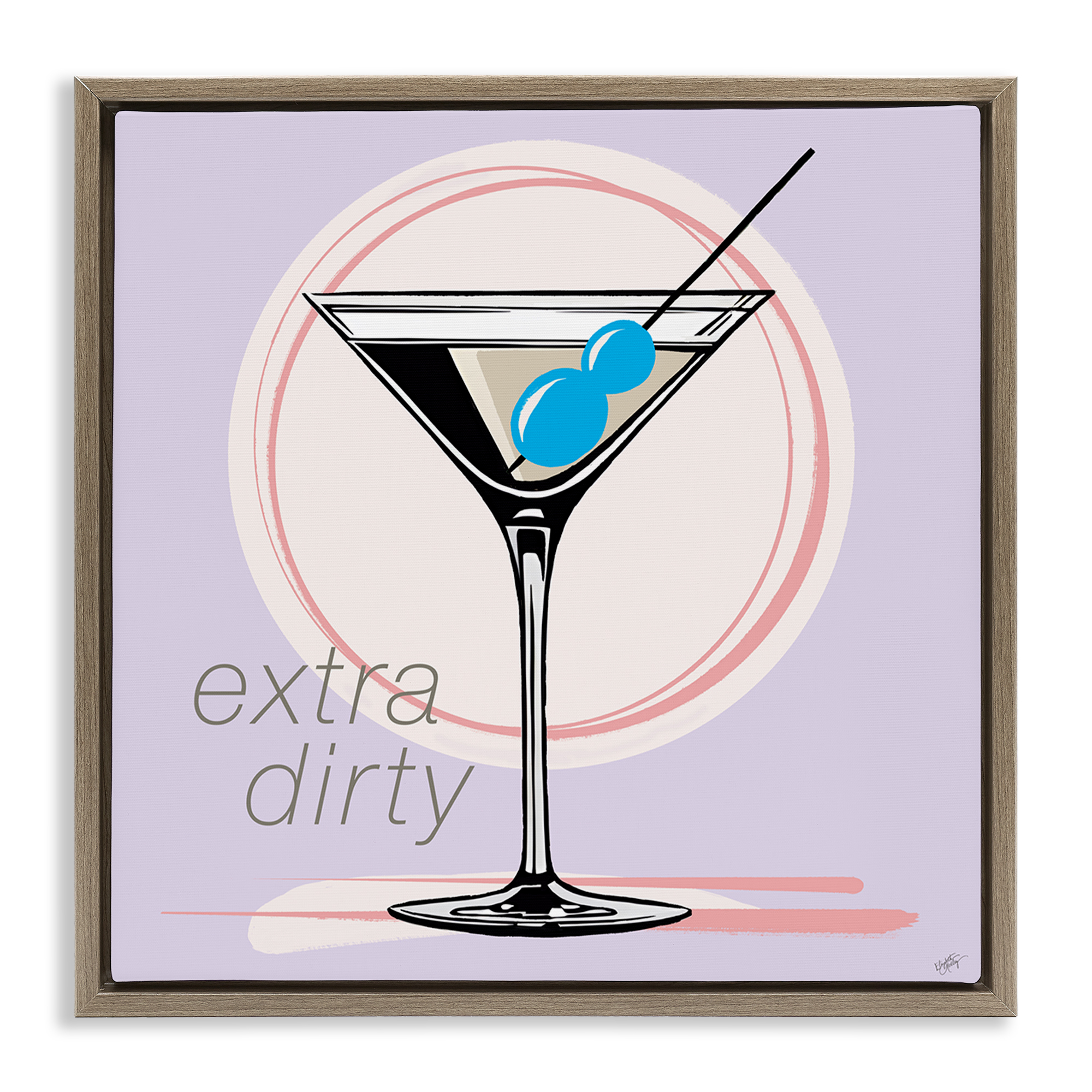 Stupell Industries Extra Dirty Martini Food & Beverage Painting Brown Floater Framed Canvas Art Print Wall Art, 18 x 18