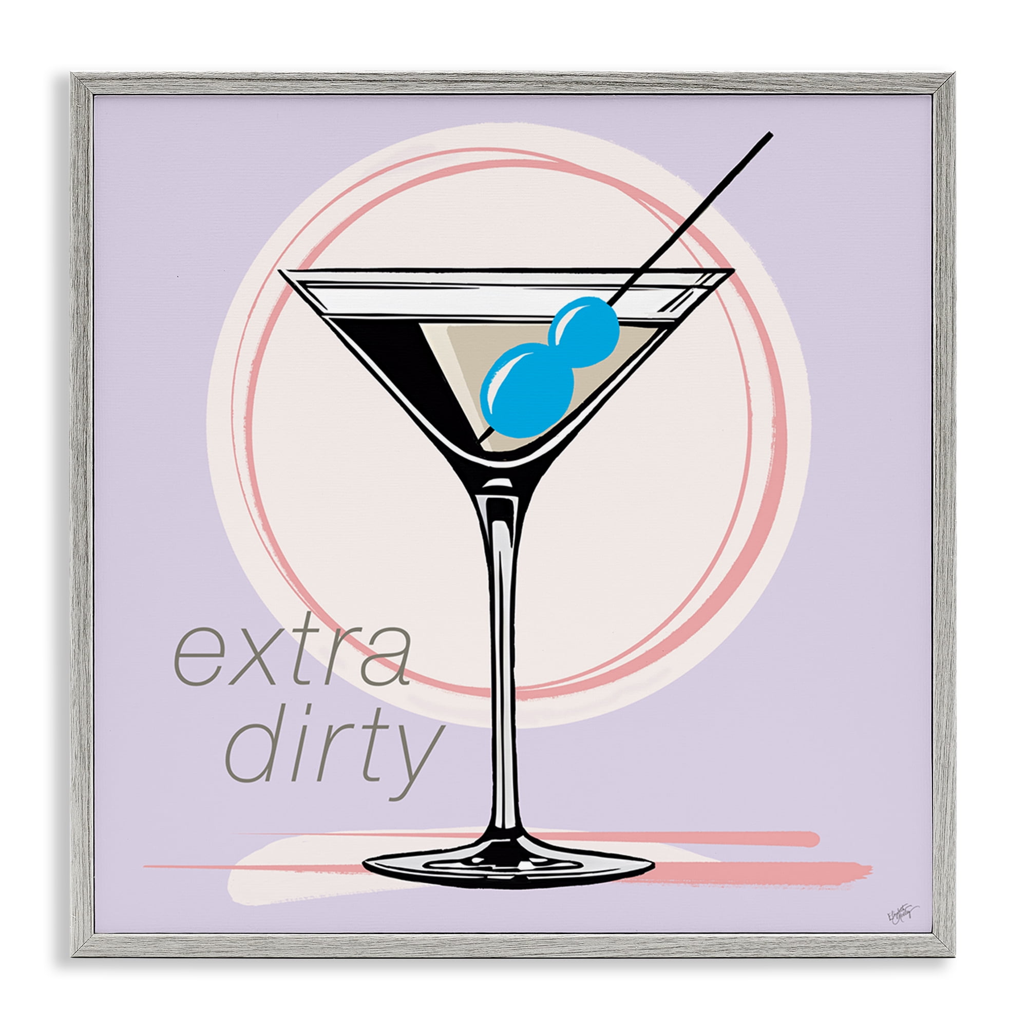 Stupell Industries Extra Dirty Martini Food & Beverage Painting Gray Framed Art Print Wall Art, 17 x 17