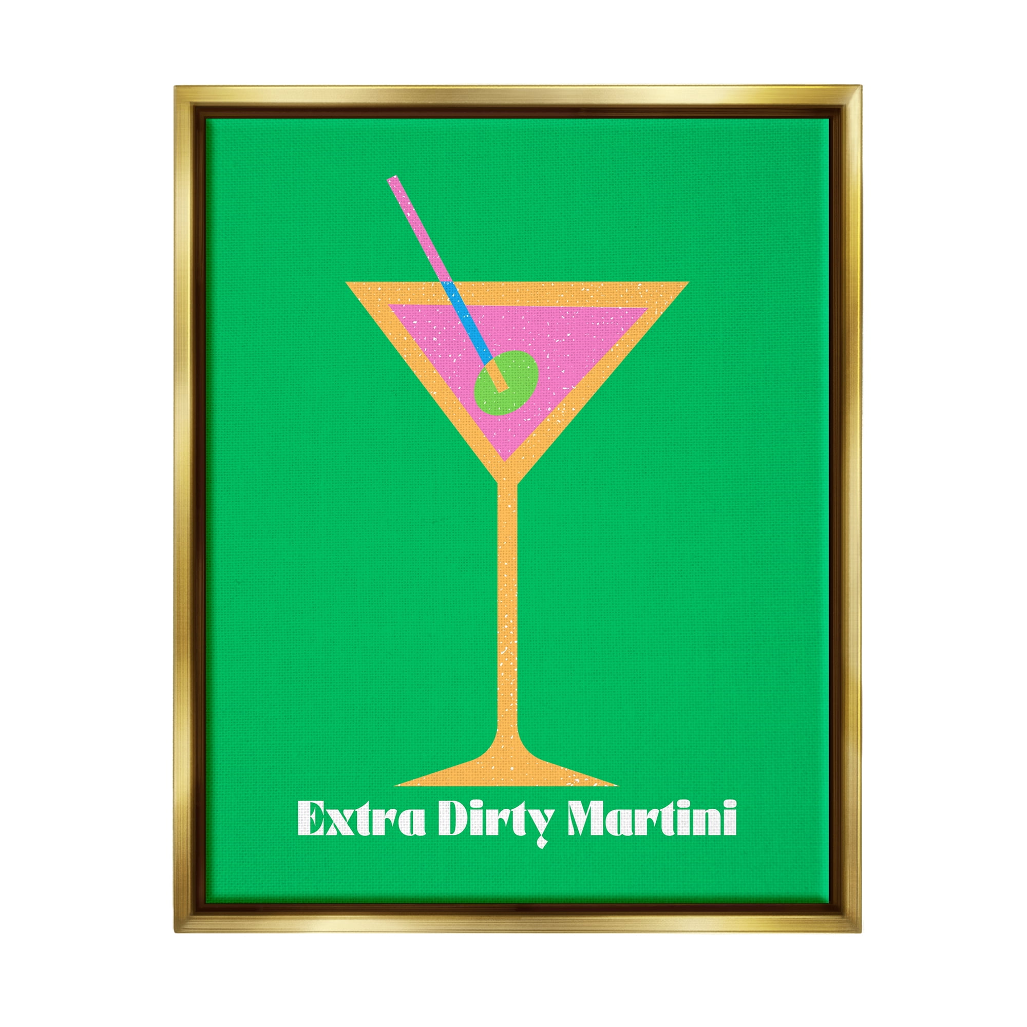 Stupell Industries Extra Dirty Martini on Green Food & Beverage Painting Gold Floater Framed Canvas Art Print Wall Art, 25 x 31