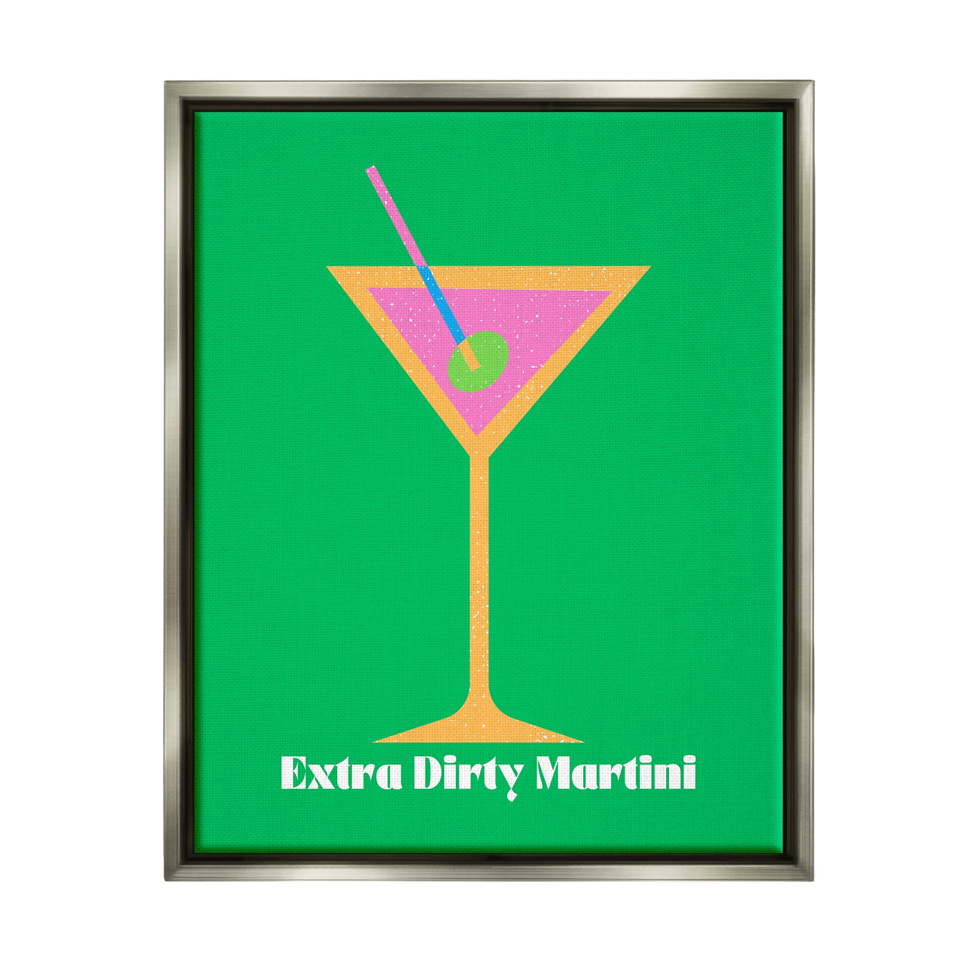 Stupell Industries Extra Dirty Martini on Green Food & Beverage Painting Gray Floater Framed Canvas Art Print Wall Art, 17 x 21