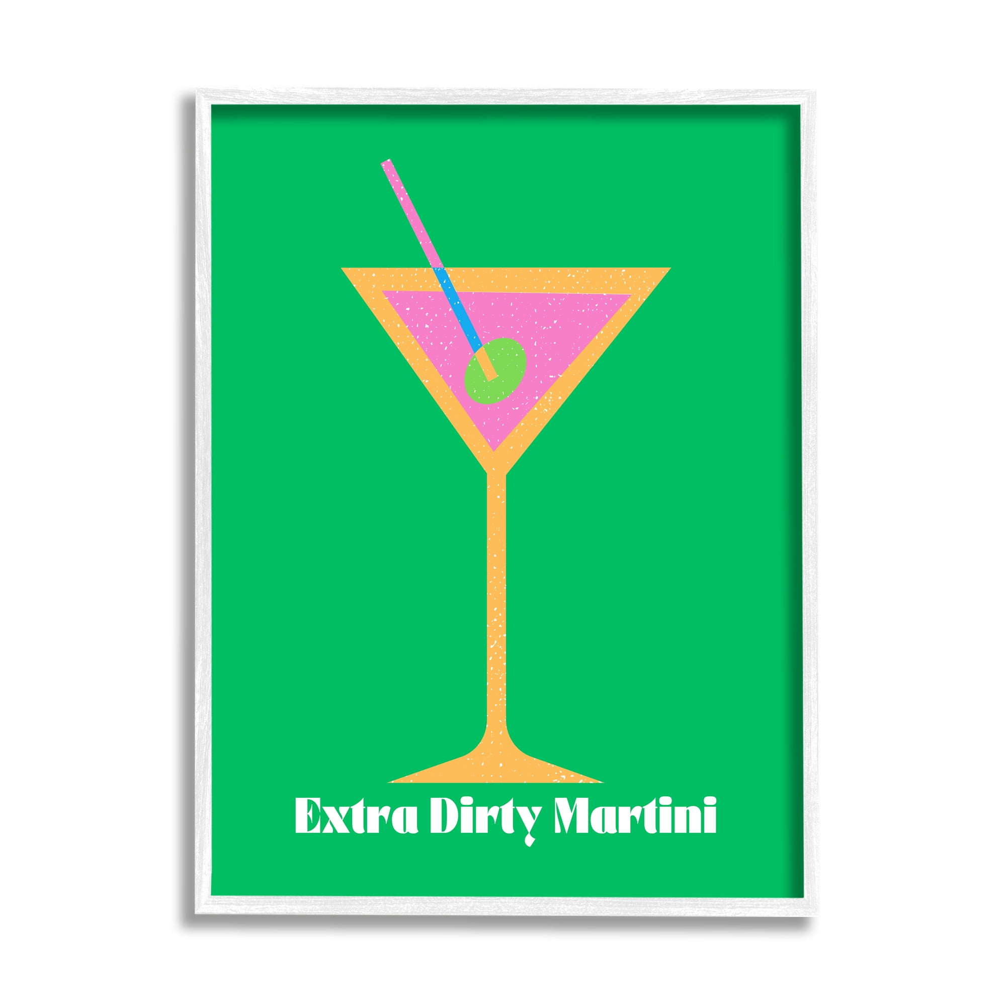 Stupell Industries Extra Dirty Martini on Green Food & Beverage Painting White Framed Art Print Wall Art, 16 x 20