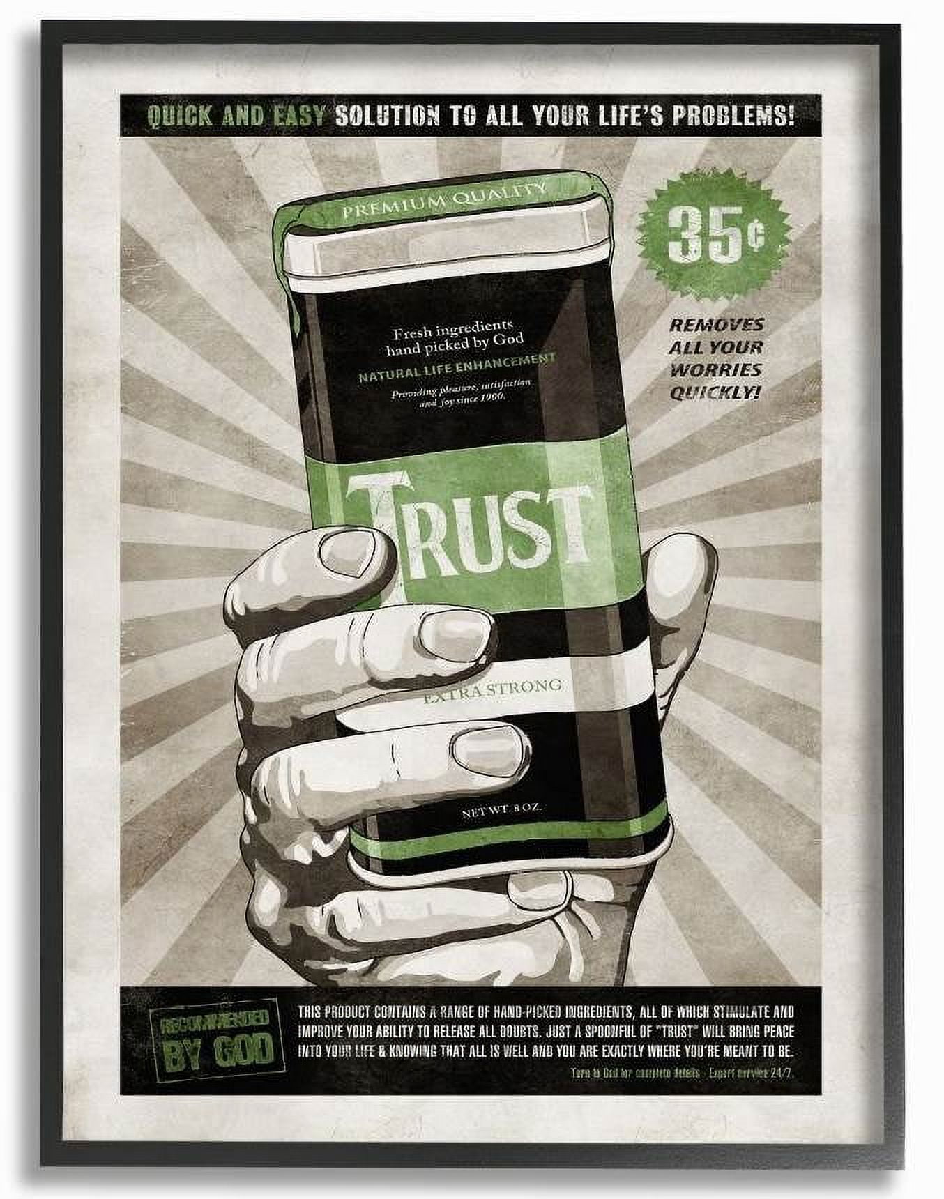 Stupell Industries Extra Strong Trust Inspirational Vintage Comic Book Design Framed Wall Art by Ester Kay