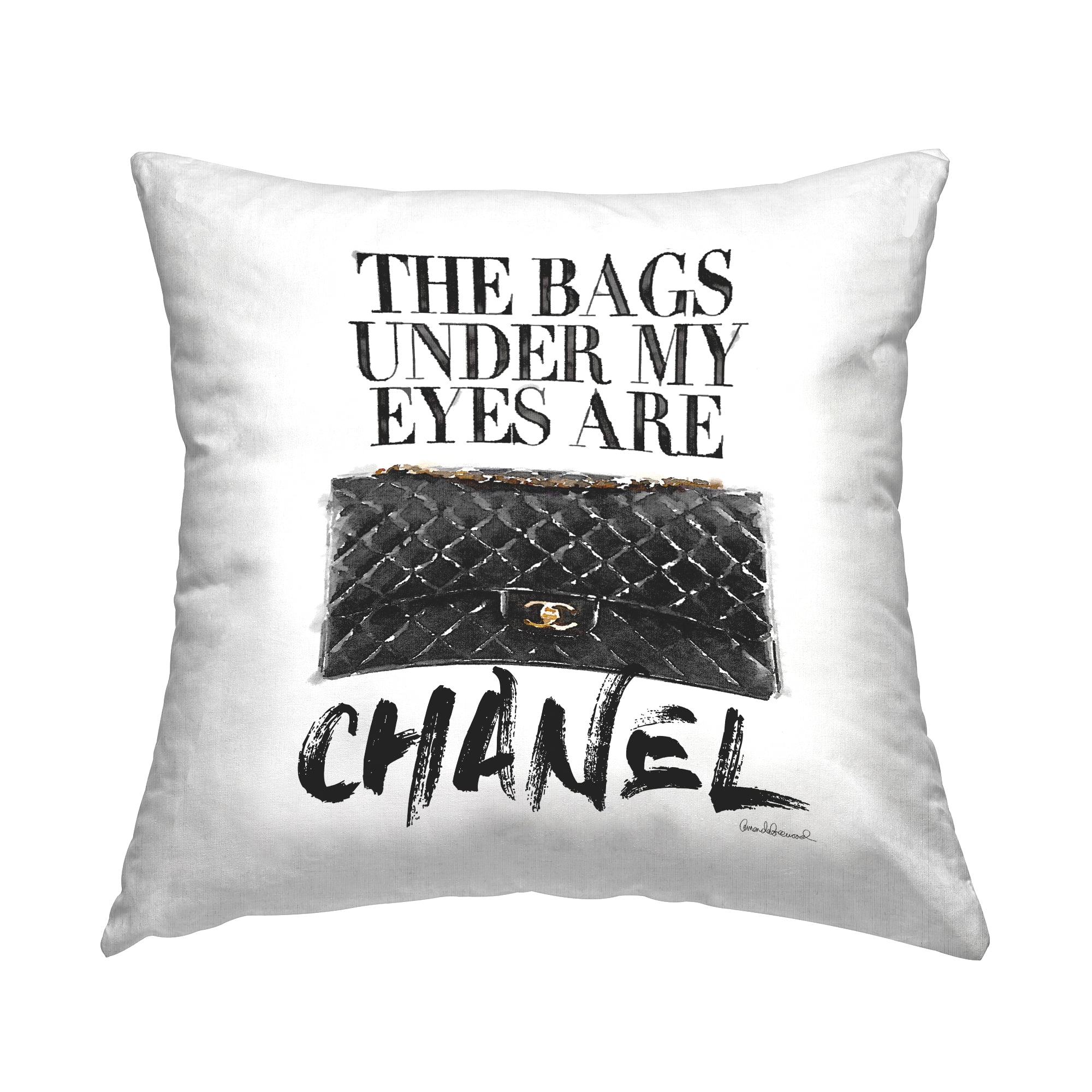 Stupell Industries Eye Bags Are Designer Fun Glam Square Decorative Printed Throw Pillow, 18 x 18,