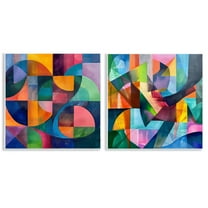 Stupell Industries Eye Catching Abstract Shapes Abstract Painting Unframed Art Print Wall Art, 12 x 12, Set of 2