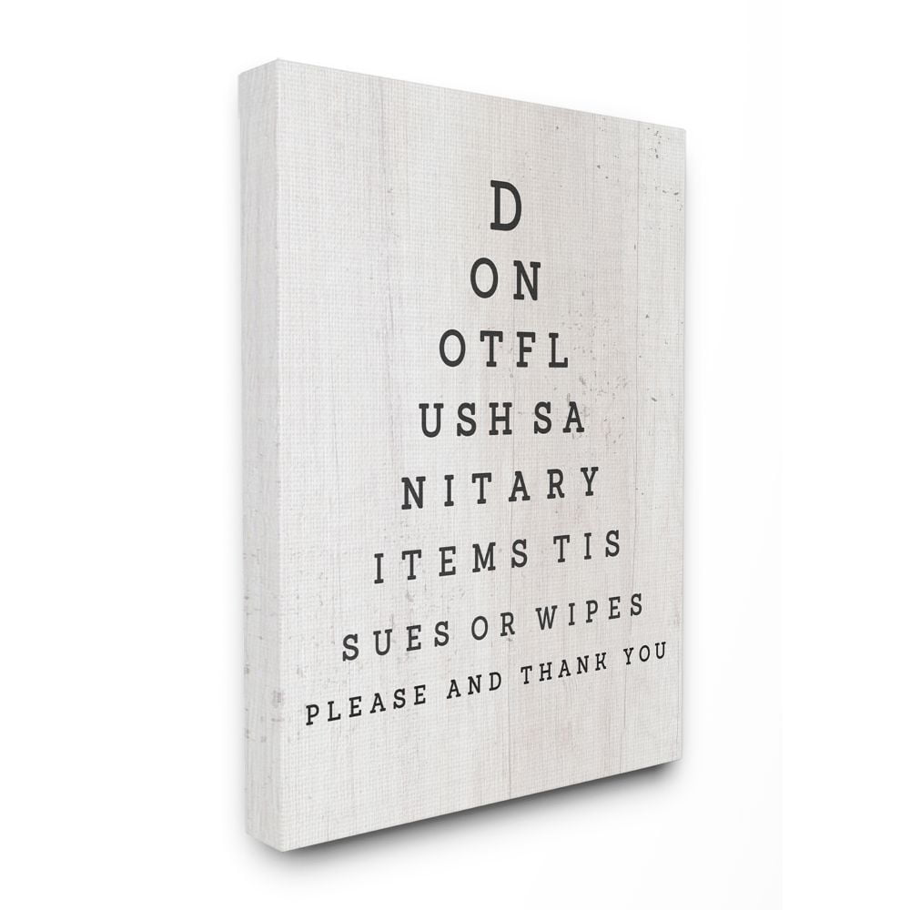 Stupell Industries Eye Chart Funny Word Bathroom Laundry Wood Textured Design Canvas Wall Art by Daphne Polselli
