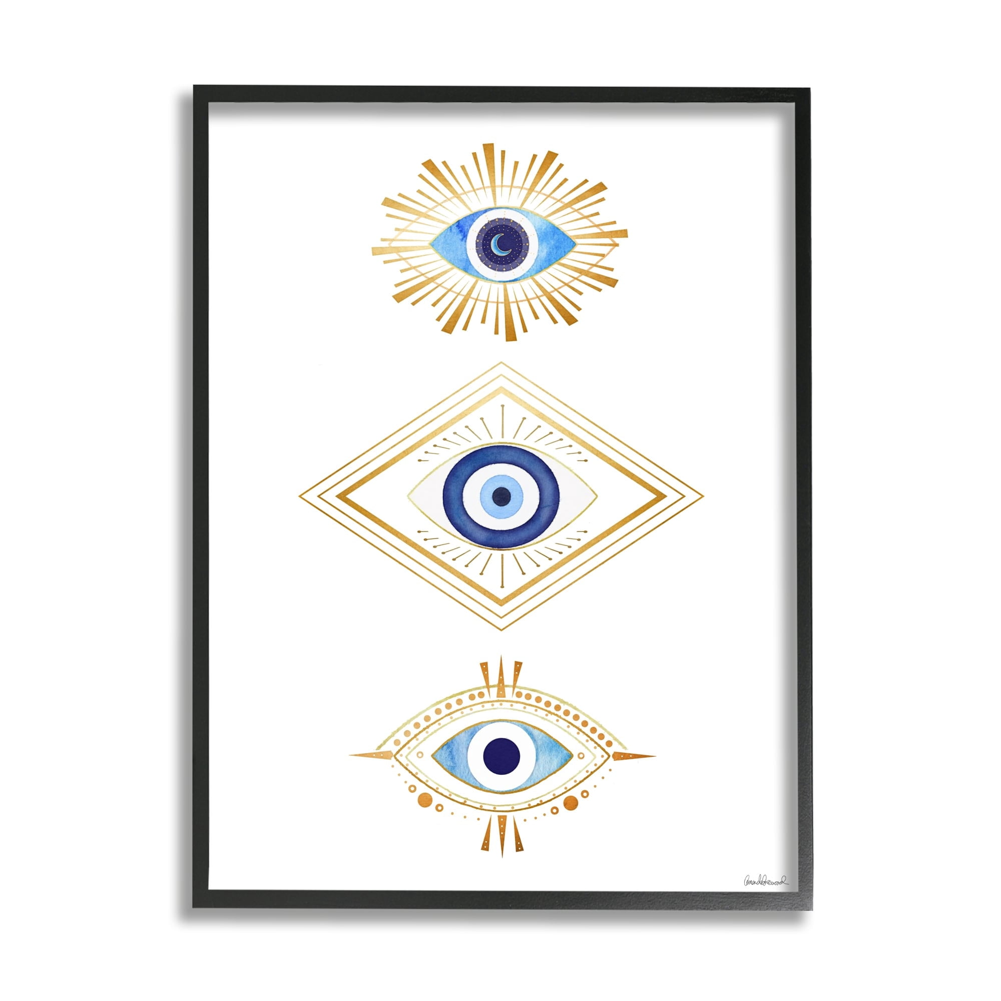 Stupell Industries Eye Of Providence Abstract Deco Arrangement Vivid Blue, 24 x 30, Design by Amanda Greenwood