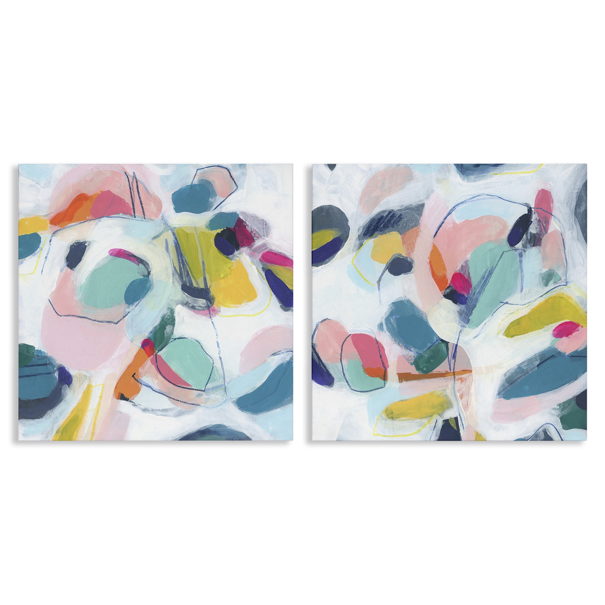 Stupell Industries Eye-catching Abstract Pastels Abstract Painting Wrapped Canvas Art Print Wall Art, 24 x 24, Set of 2