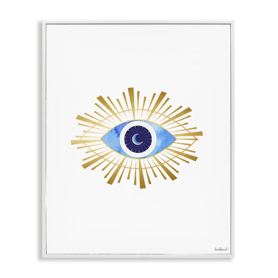 Stupell Industries Eclectic Eye of Providence Radiant Abstract Shapes Crescent Moon White Framed Giclee Art, 11 x 14, by Amanda Greenwood