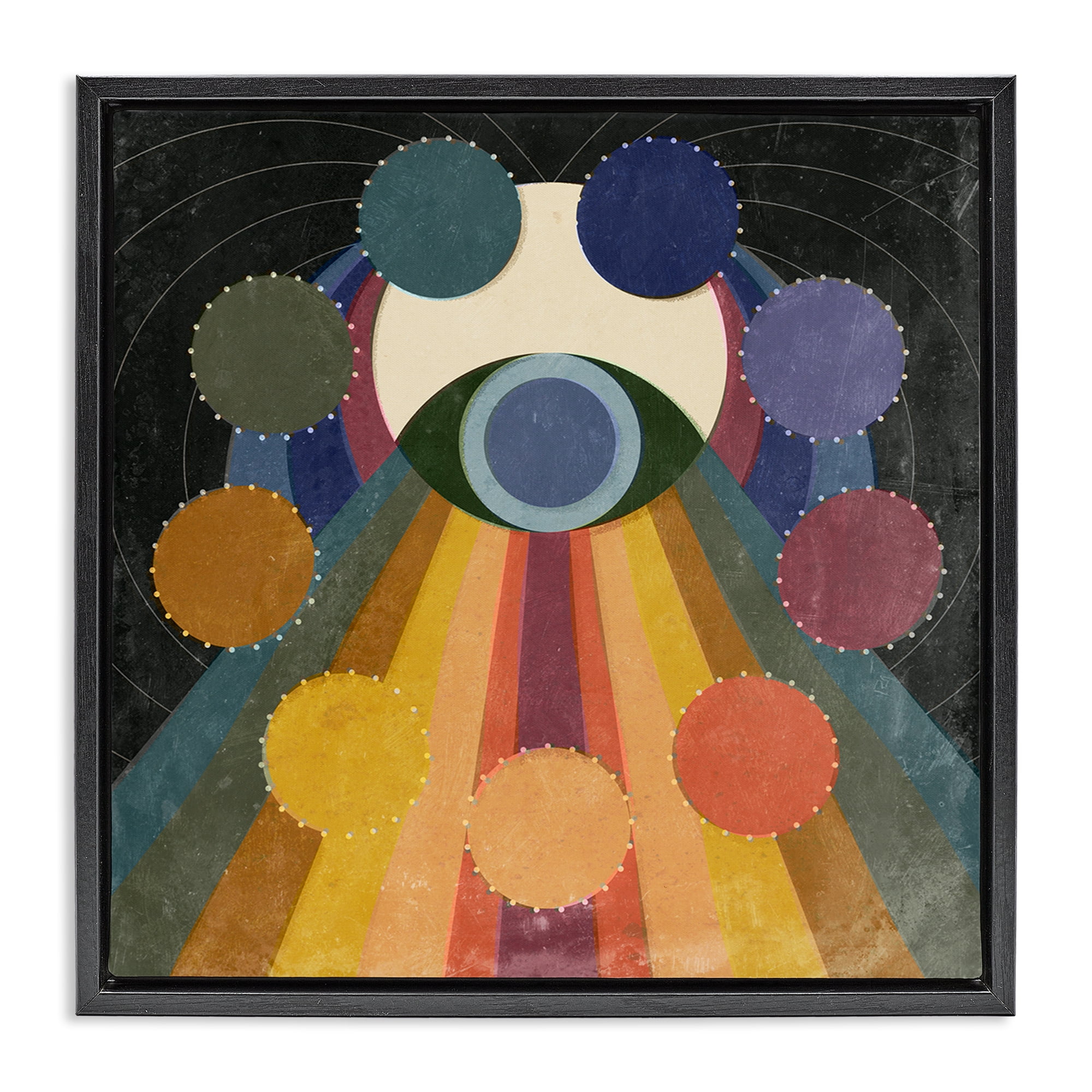 Stupell Industries Eye with Circles Pattern Abstract Painting Black Floater Framed Canvas Art Print Wall Art, 25 x 25