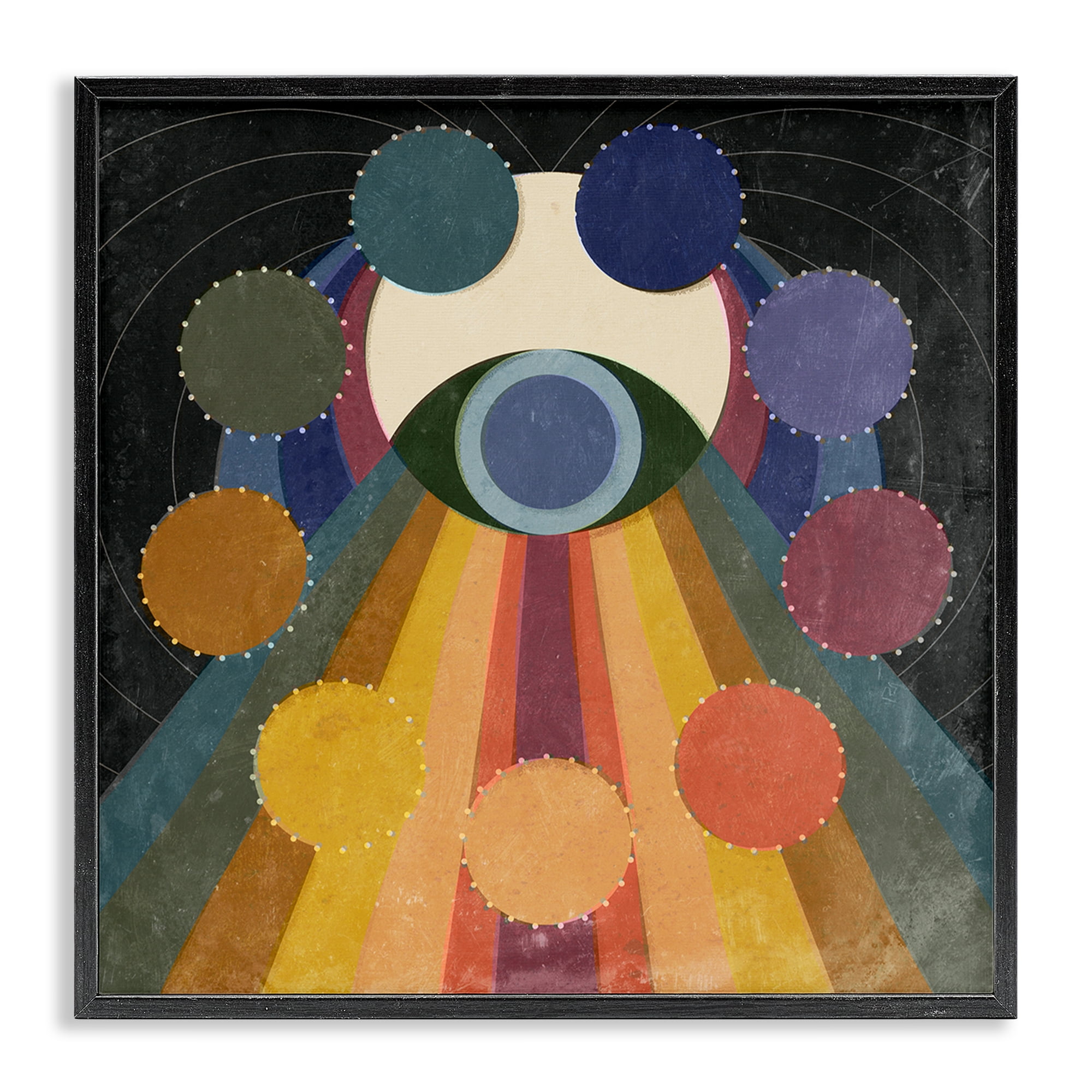 Stupell Industries Eye with Circles Pattern Abstract Painting Black Framed Art Print Wall Art, 17 x 17