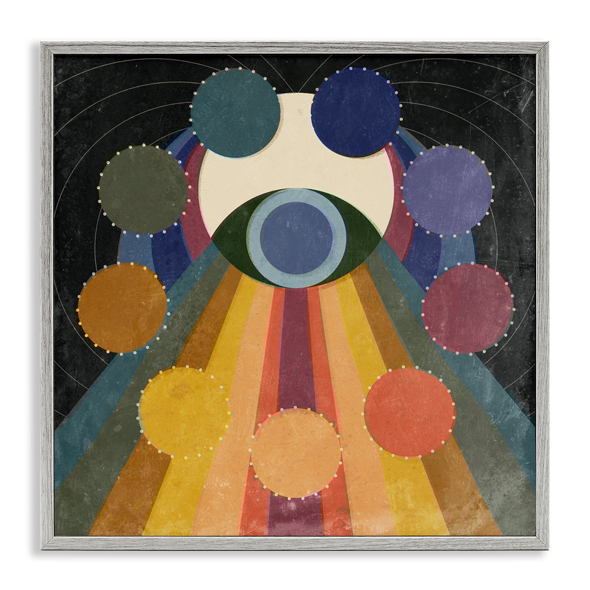 Stupell Industries Eye with Circles Pattern Abstract Painting Gray Framed Art Print Wall Art, 12 x 12