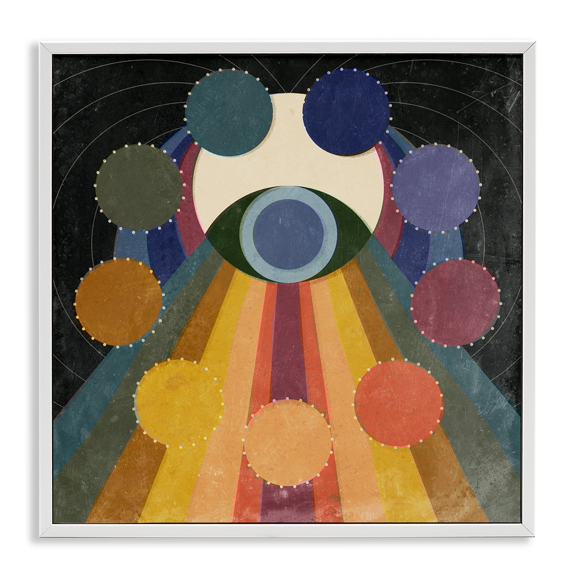 Stupell Industries Eye with Circles Pattern Abstract Painting White Framed Art Print Wall Art, 17 x 17