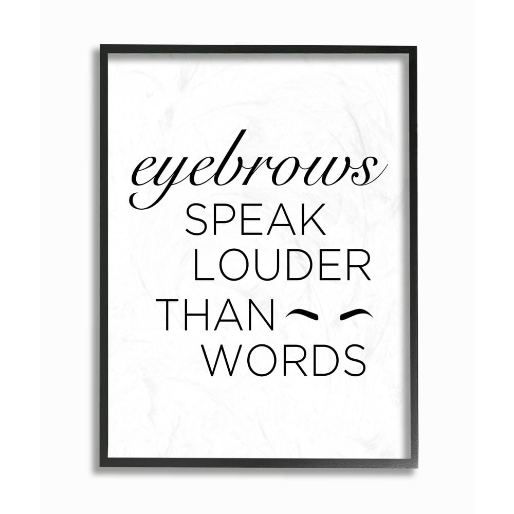 Stupell Industries Eyebrows Fashion Modern Black And White Word Design Framed Giclee Texturized Art by Anna Quach