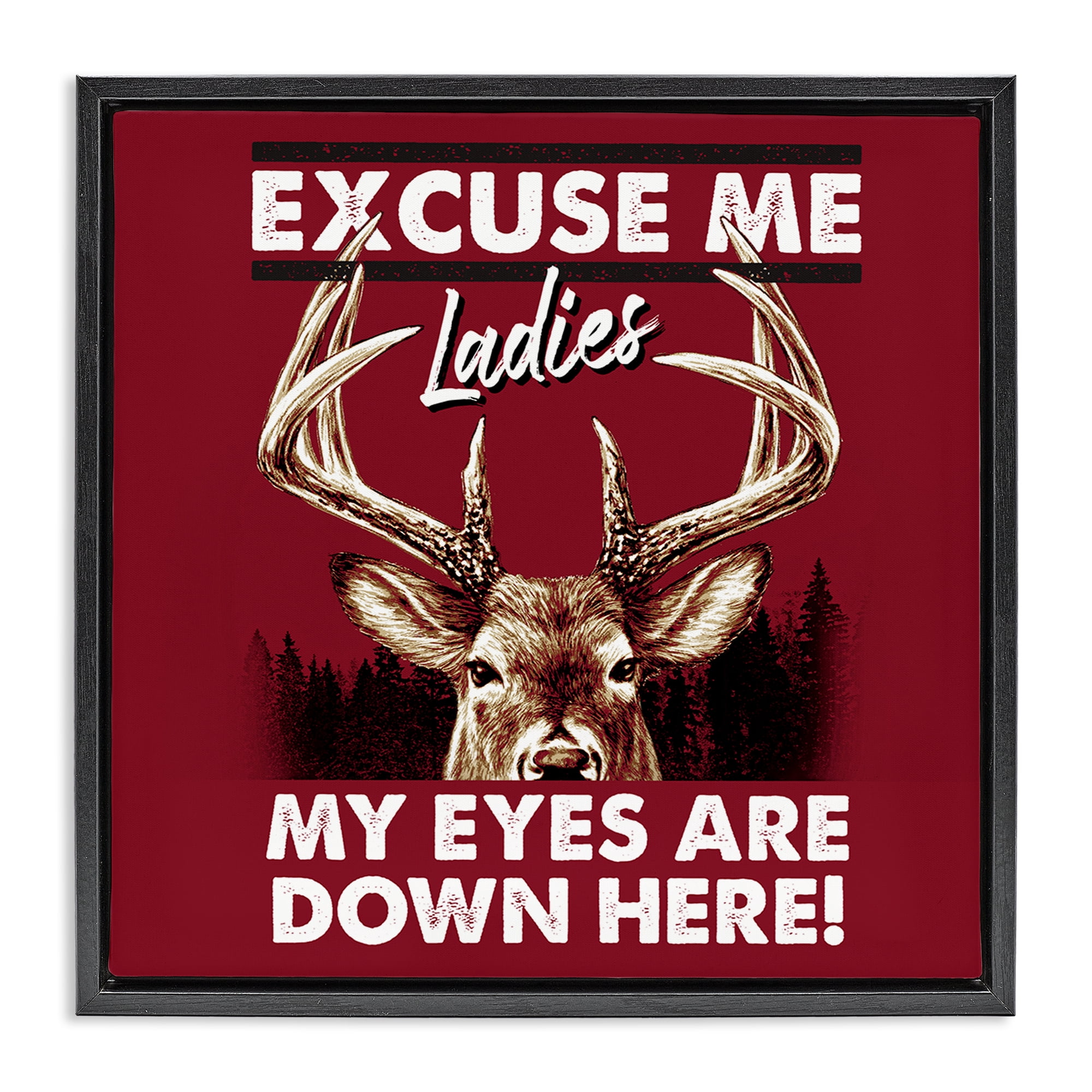 Stupell Industries Eyes Are Down Here Animals Painting Black Floater Framed Canvas Art Print Wall Art, 18 x 18