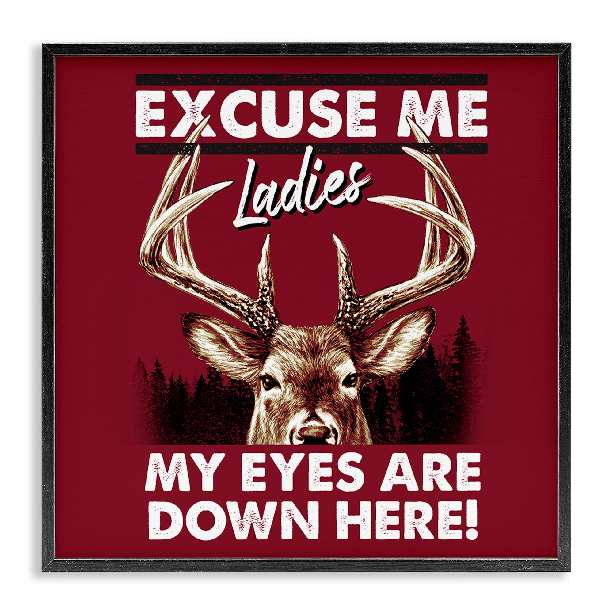 Stupell Industries Eyes Are Down Here Animals Painting Black Framed Art Print Wall Art, 12 x 12