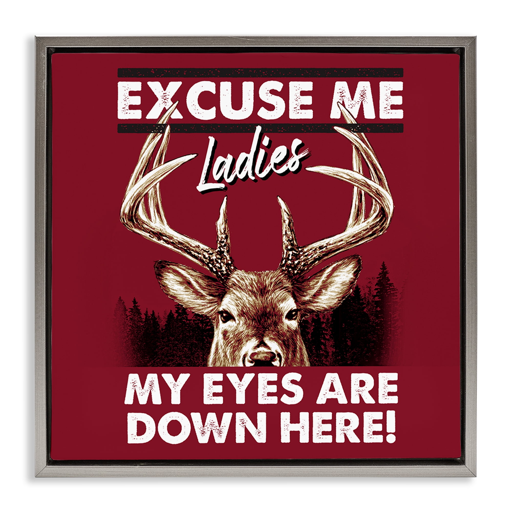 Stupell Industries Eyes Are Down Here Animals Painting Gray Floater Framed Canvas Art Print Wall Art, 25 x 25