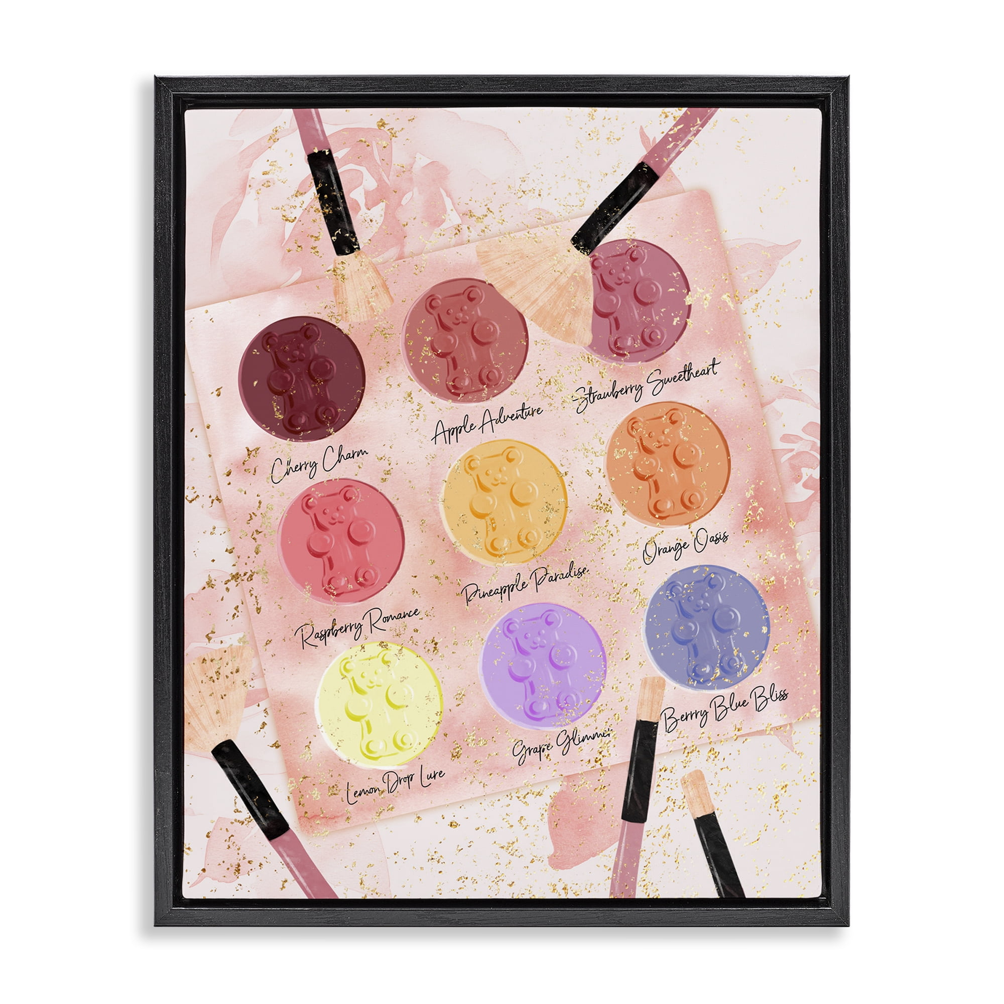 Stupell Industries Eyeshadow Makeup Palette Beauty & Fashion Painting Black Floater Framed Art Print Wall Art, 25 x 31