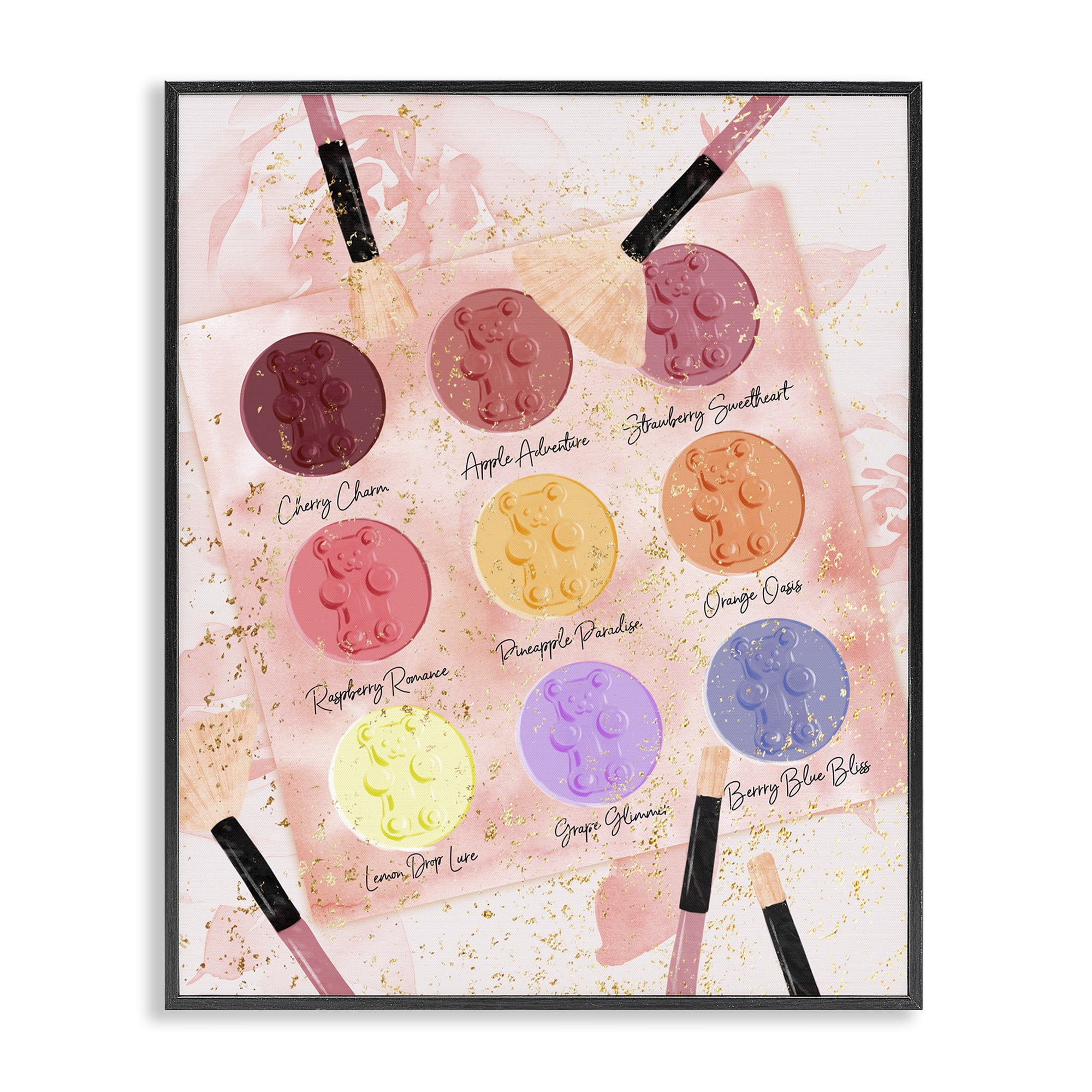 Stupell Industries Eyeshadow Makeup Palette Beauty & Fashion Painting Black Framed Art Print Wall Art, 24 x 30