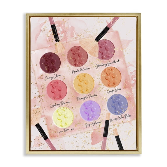 Stupell Industries Eyeshadow Makeup Palette Beauty & Fashion Painting Gold Floater Framed Art Print Wall Art, 17 x 21